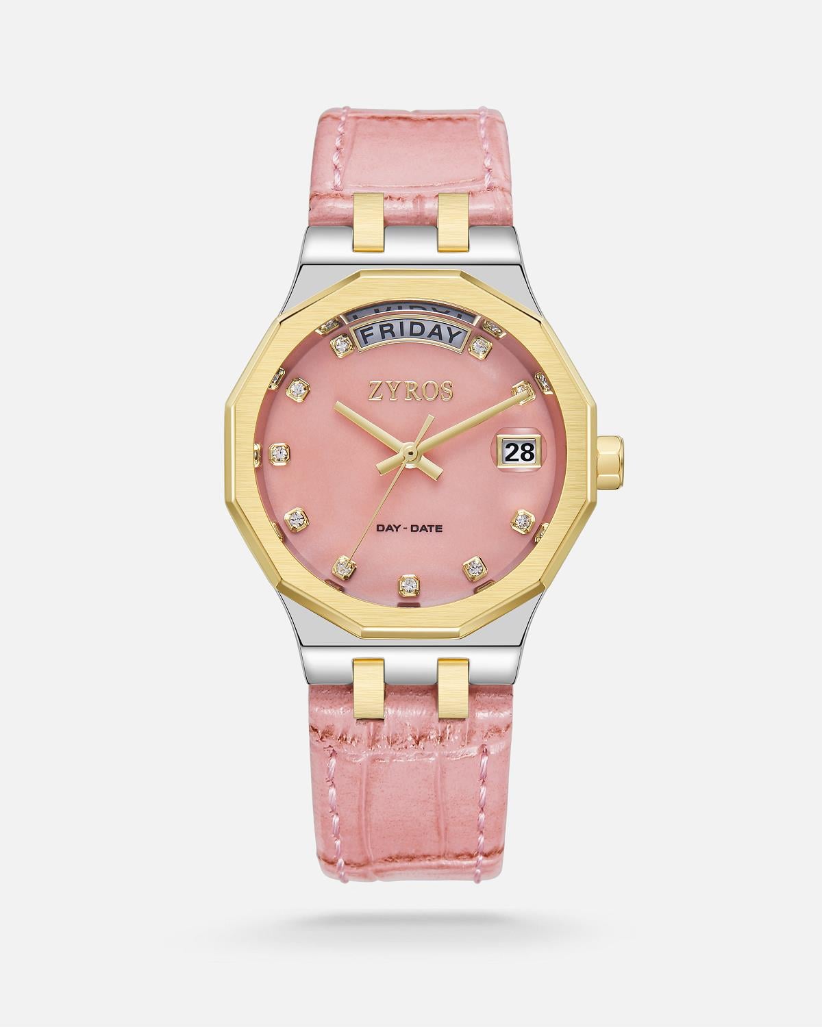 ZYROS Pembe Deri Kordon Kadın Saati 