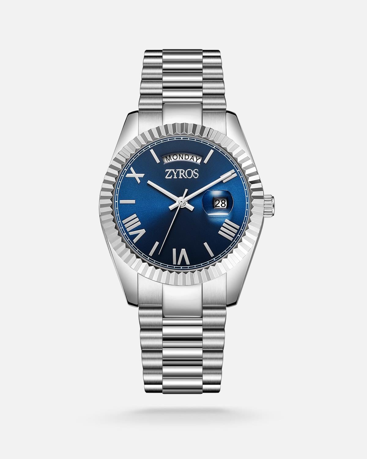 ZYROS Silver Çelik Kordon Erkek Saati 