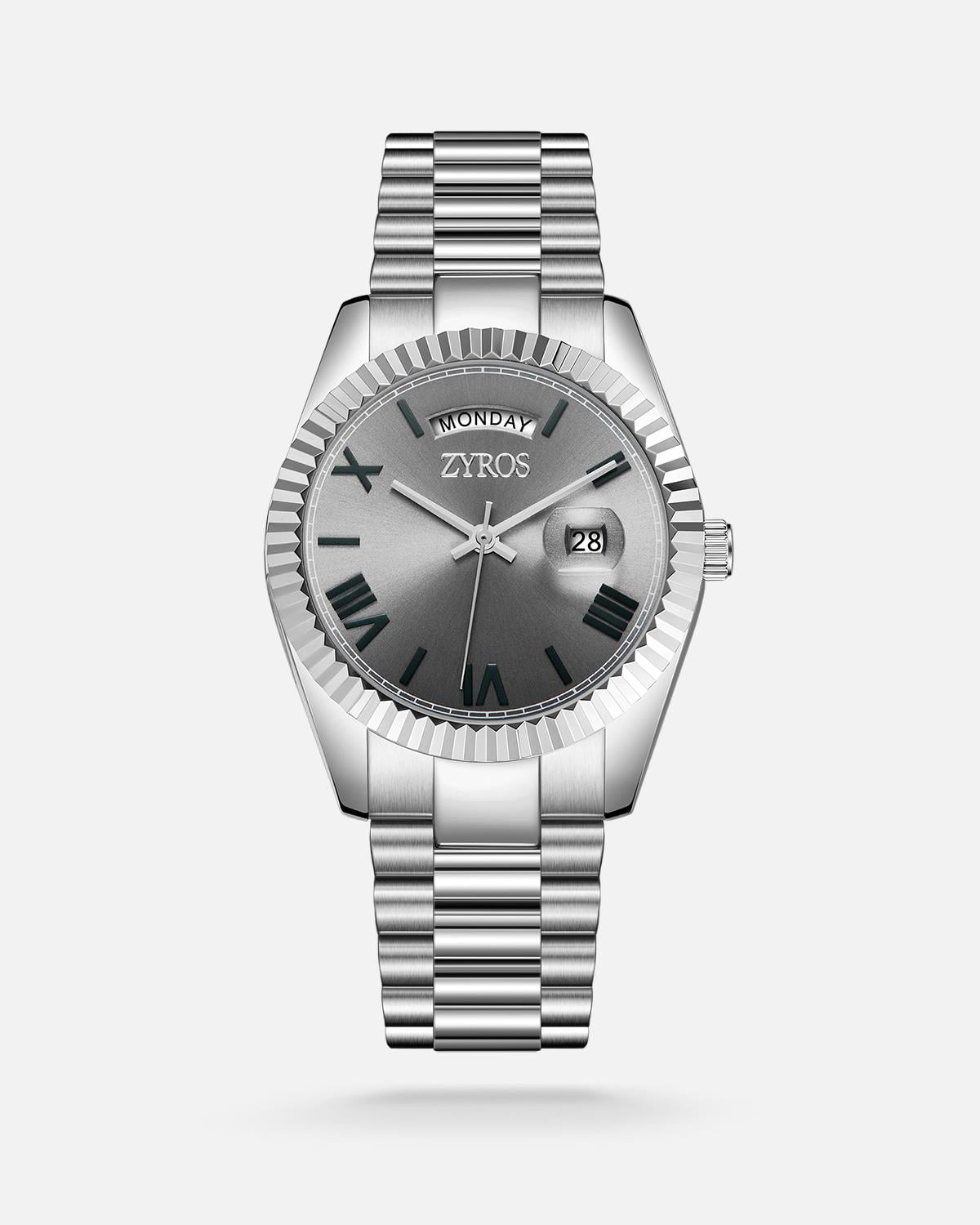 ZYROS Silver Çelik Kordon Erkek Saati 