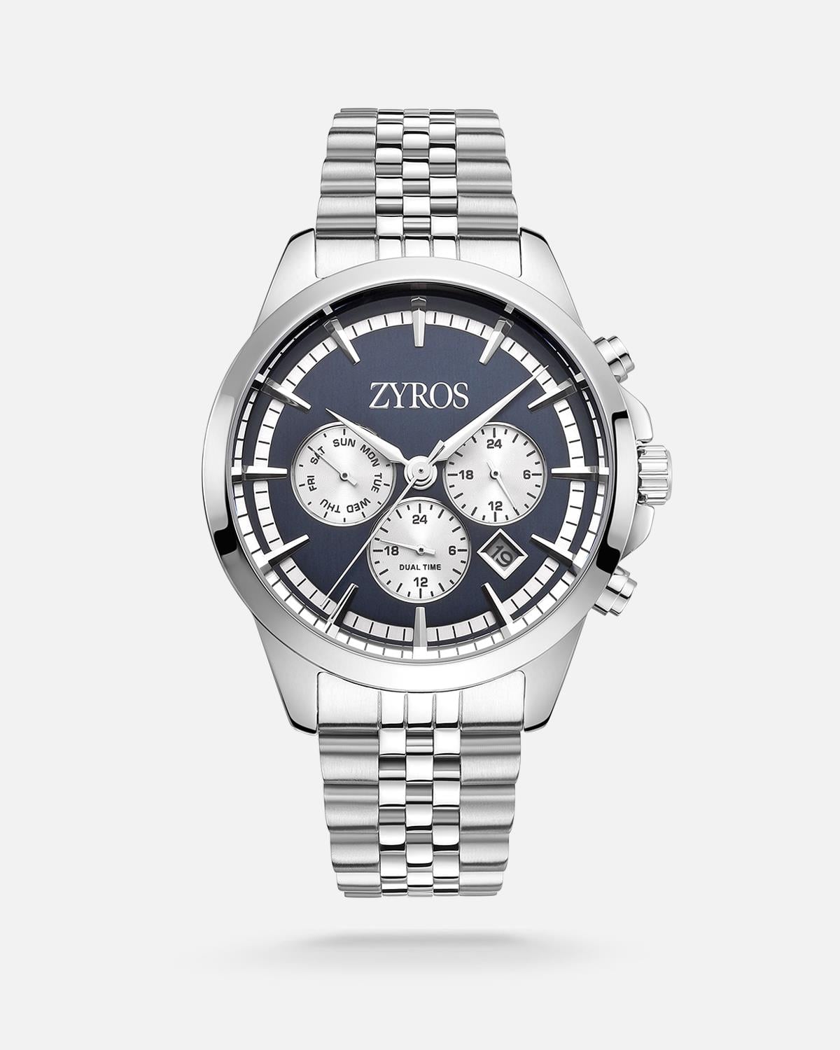 ZYROS Silver Çelik Kordon Exclusive Erkek Saati 