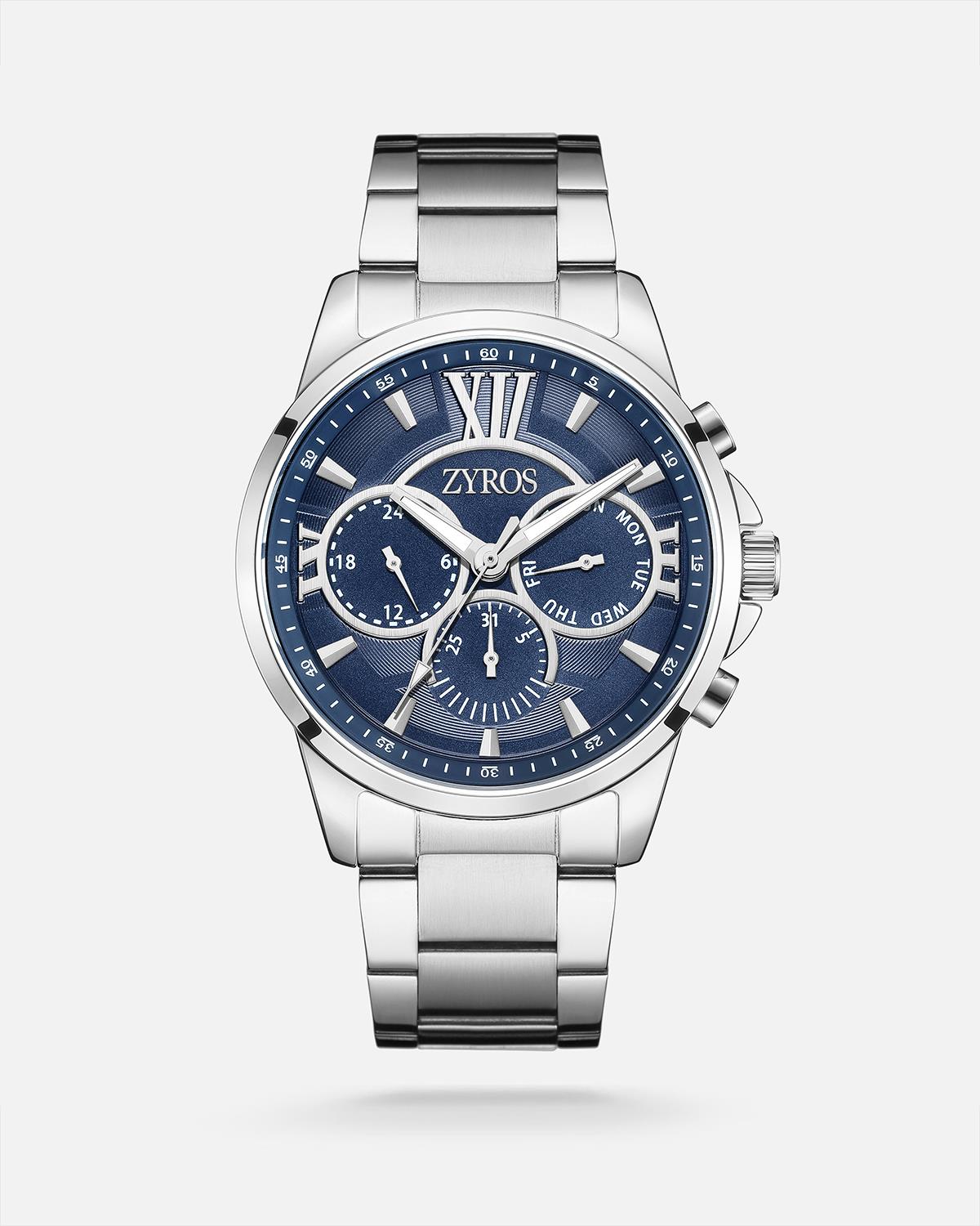ZYROS Silver Çelik Kordon Exclusive Erkek Saati 