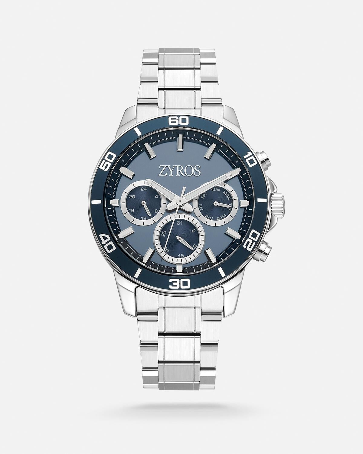 ZYROS Silver Deri Kordon Exclusive Erkek Saati 