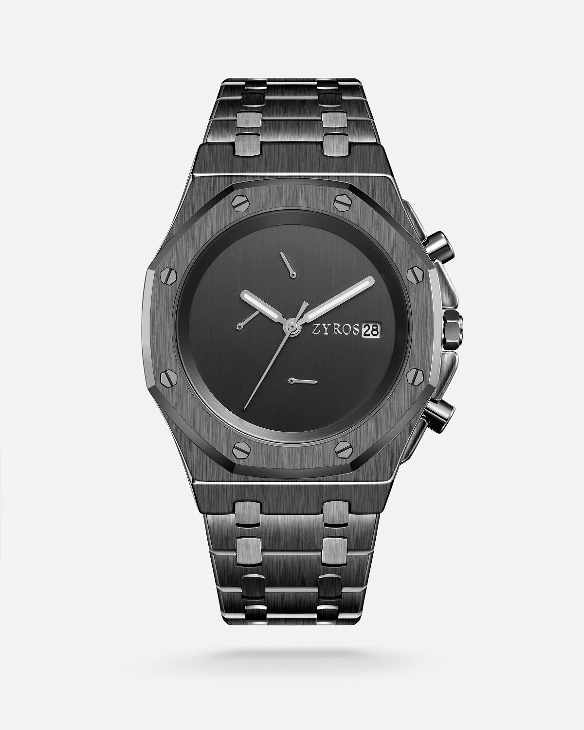 ZYROS Siyah Çelik Kordon Exclusive Erkek Saati 
