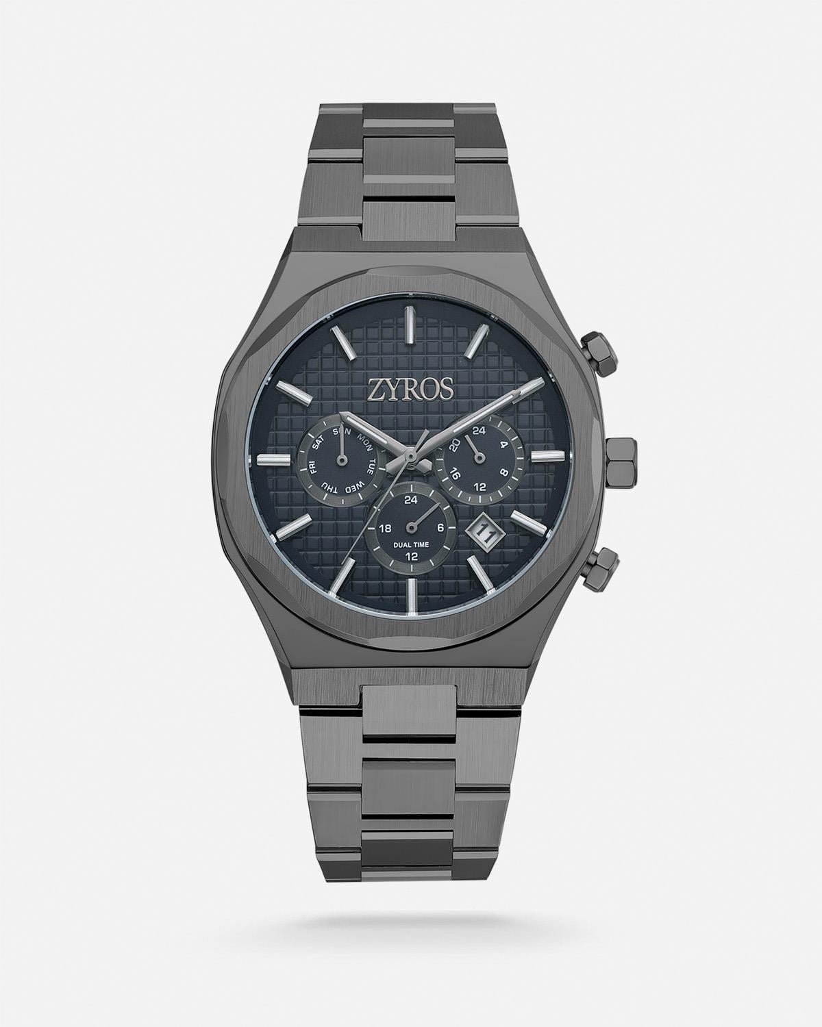 ZYROS Siyah Çelik Kordon Premium Erkek Saati 