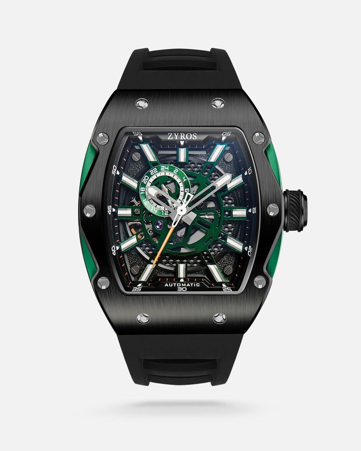 ZYROS Siyah Silikon Kordon Automatic Erkek Saati 