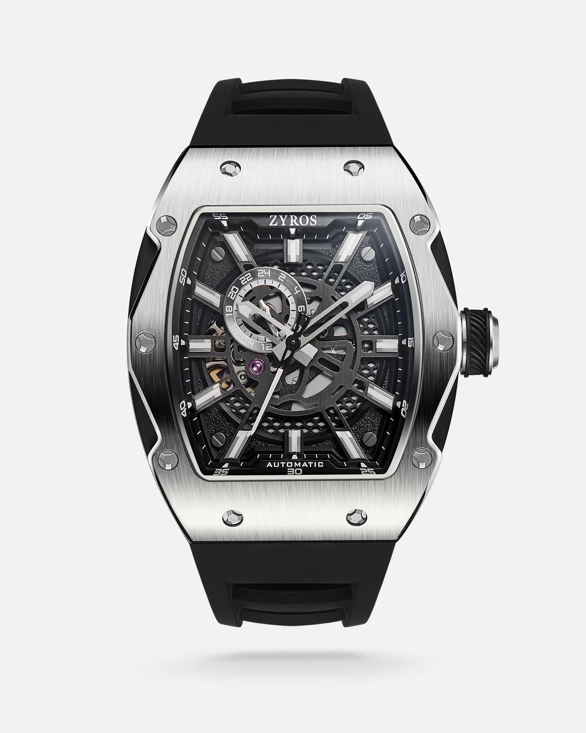 ZYROS Siyah Silikon Kordon Automatic Erkek Saati 