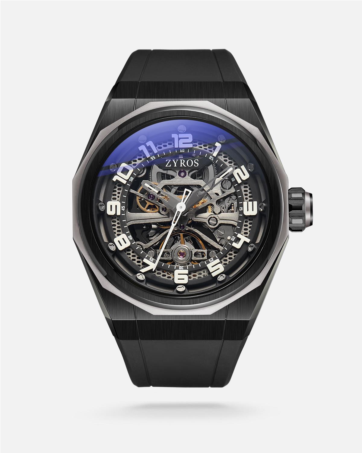 ZYROS Siyah Silikon Kordon Automatic Erkek Saati 