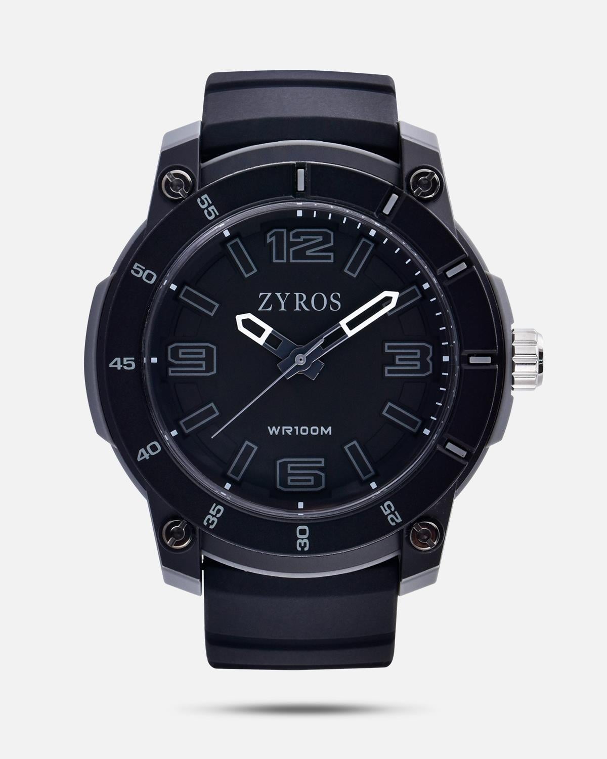 ZYROS Siyah Silikon Kordon Erkek Saati 