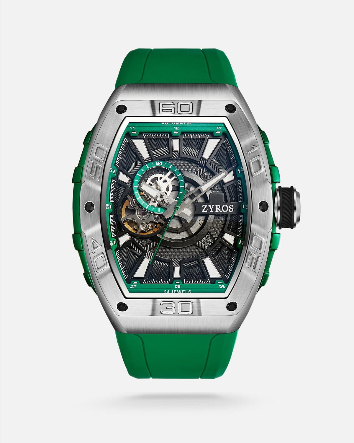 ZYROS Yeşil Silikon Kordon Automatic Erkek Saati 