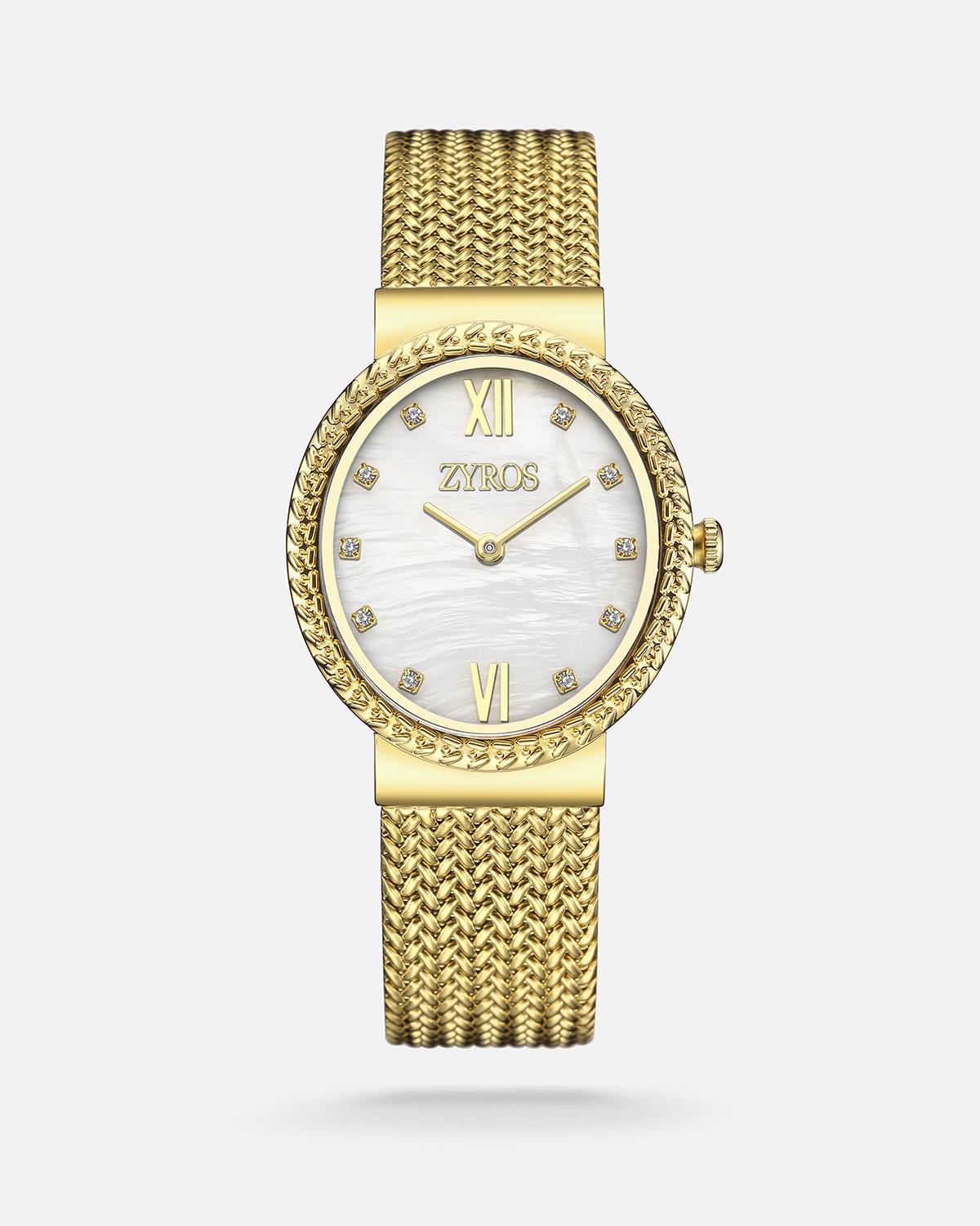 ZYROS Gold Çelik Kordon Kadın Saati 