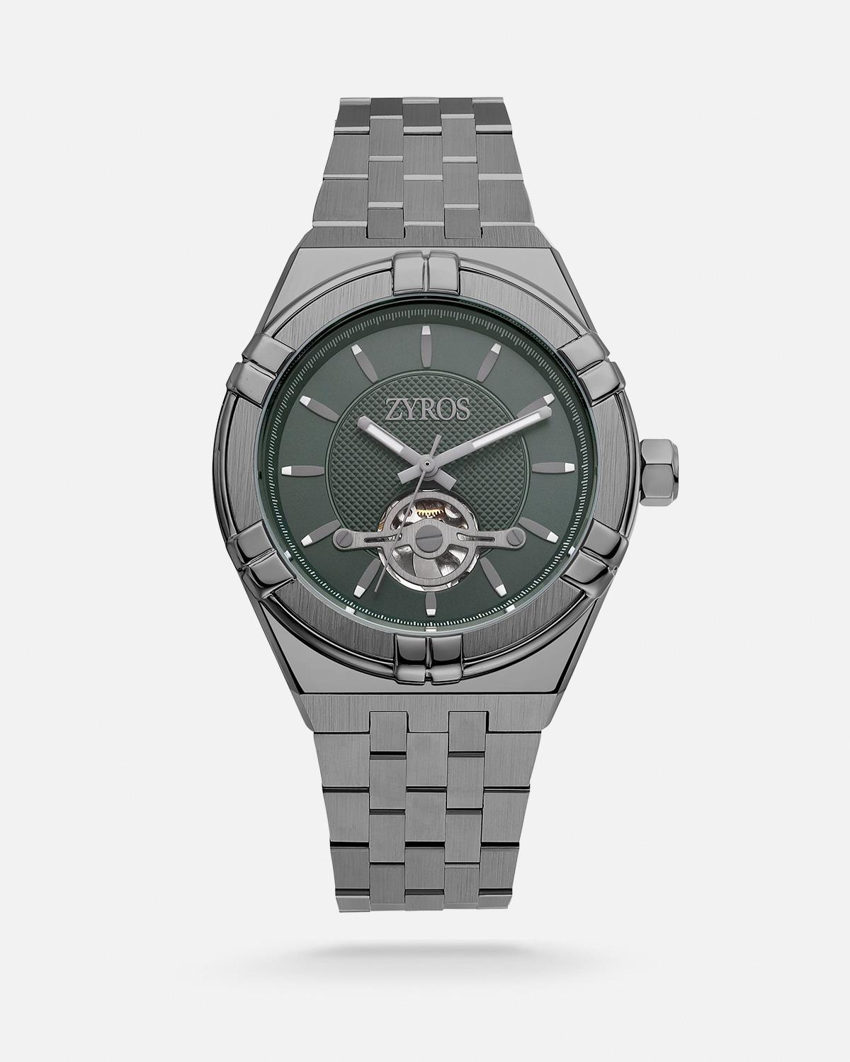 ZYROS Gri Çelik Kordon Automatic Erkek Saati 