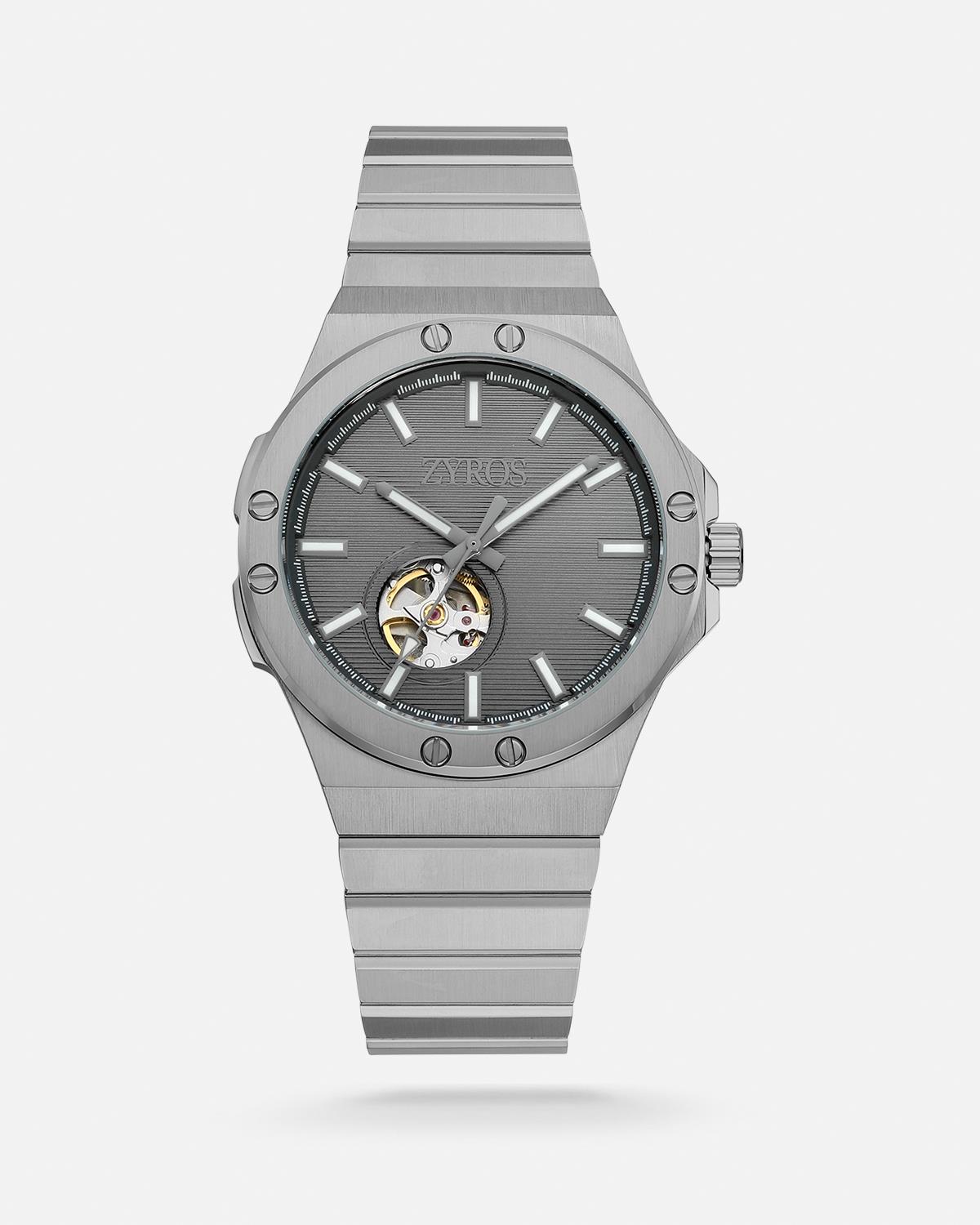 ZYROS Gri Çelik  Kordon Automatic Erkek Saati 