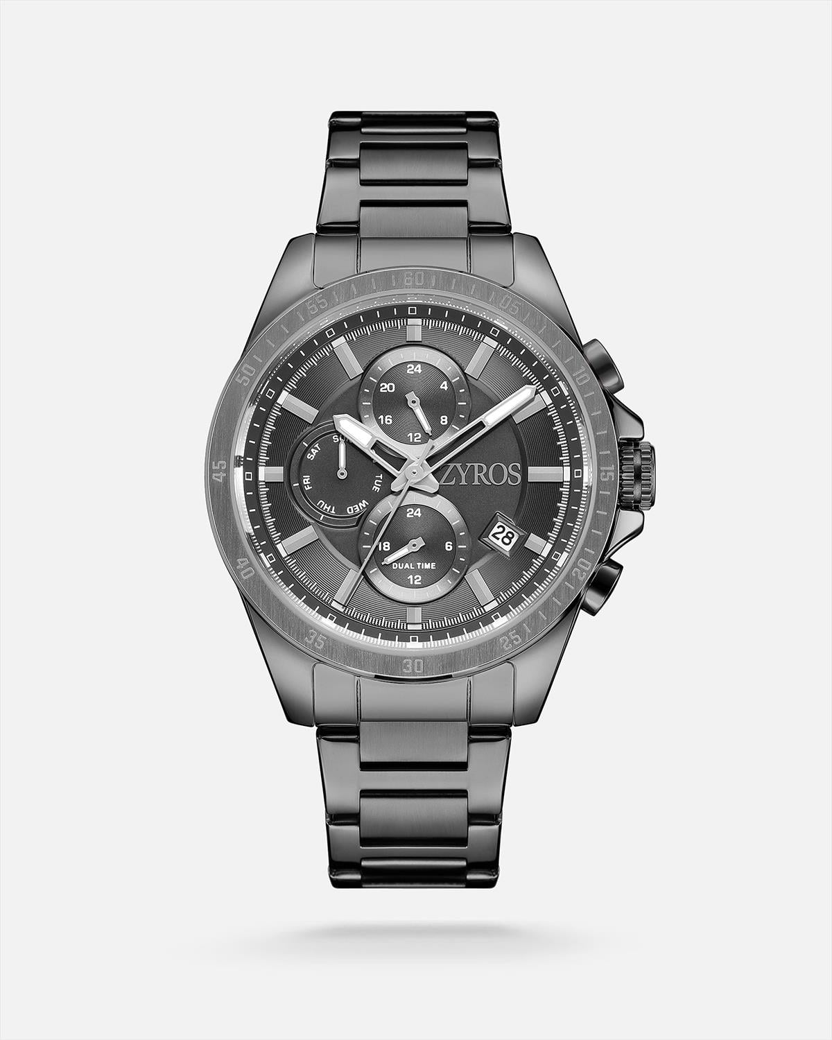 ZYROS Gri Çelik Kordon Exclusive Erkek Saati 