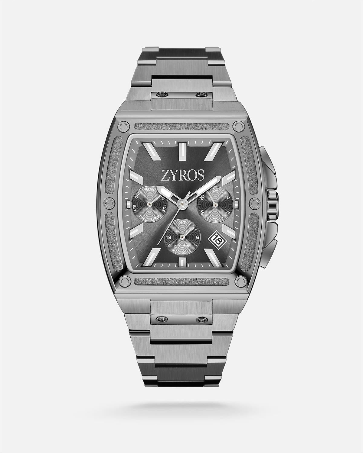 ZYROS Gri Çelik Kordon Exclusive Erkek Saati 