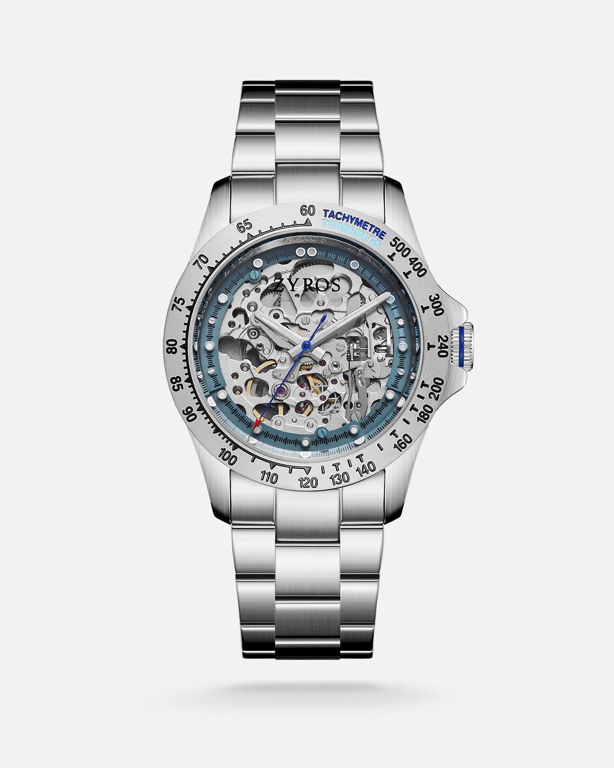 ZYROS Gümüş Çelik Kordon Automatic Erkek Saati