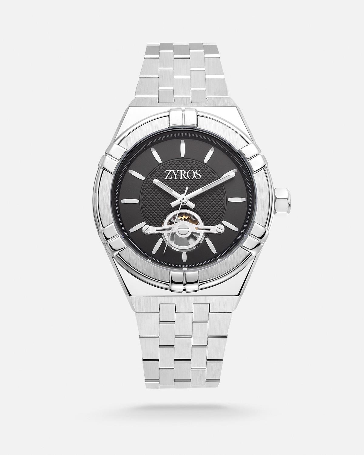 ZYROS Gümüş Çelik Kordon Automatic Erkek Saati 