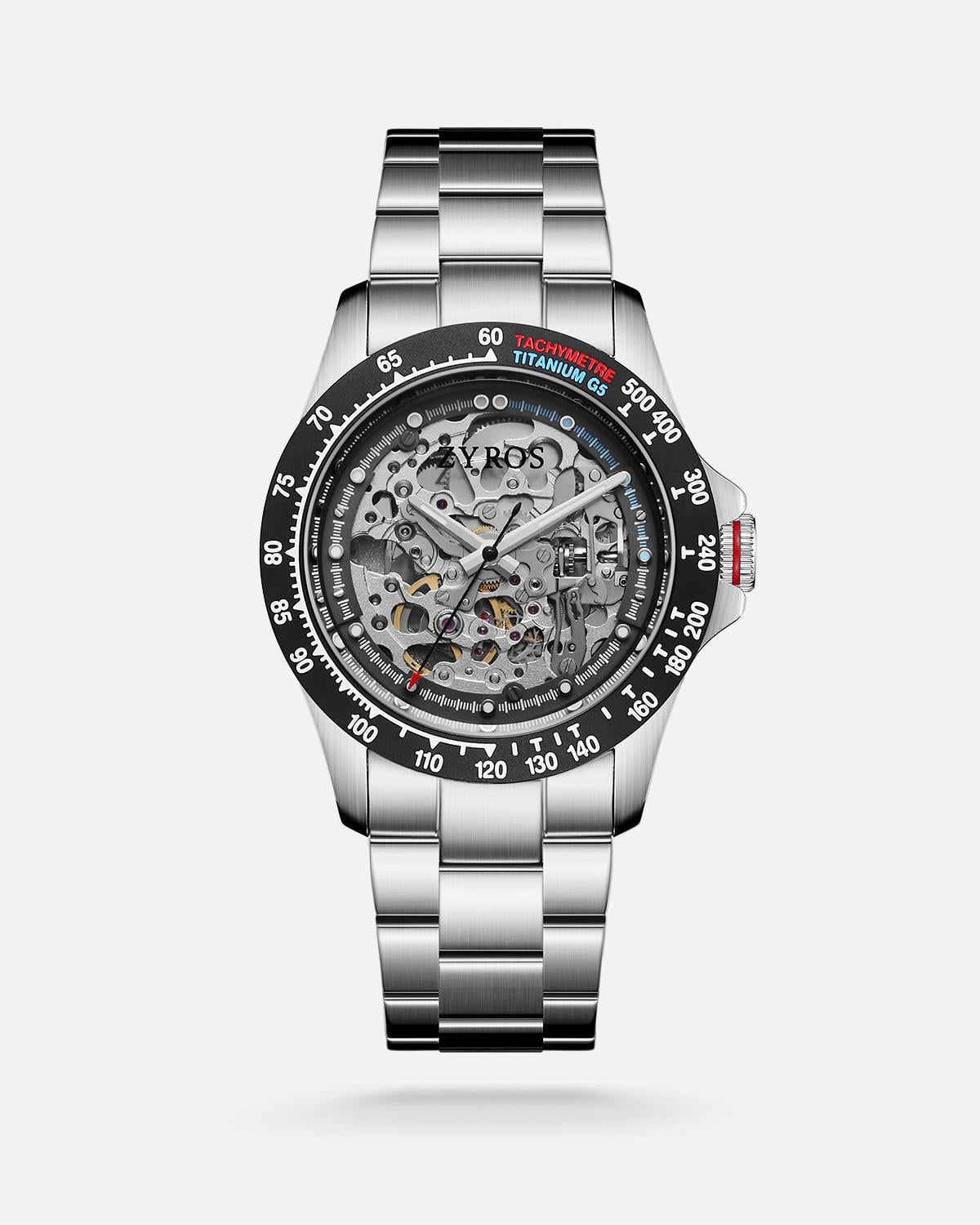 ZYROS Gümüş Çelik Kordon Automatic Erkek Saati