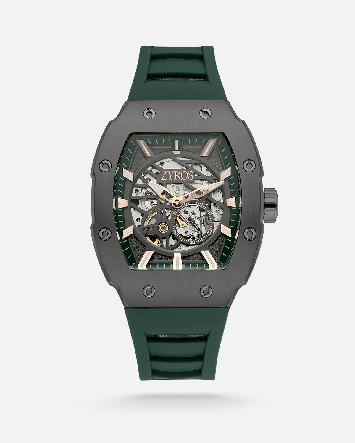 ZYROS Haki Silikon Kordon Automatic Erkek Saati 