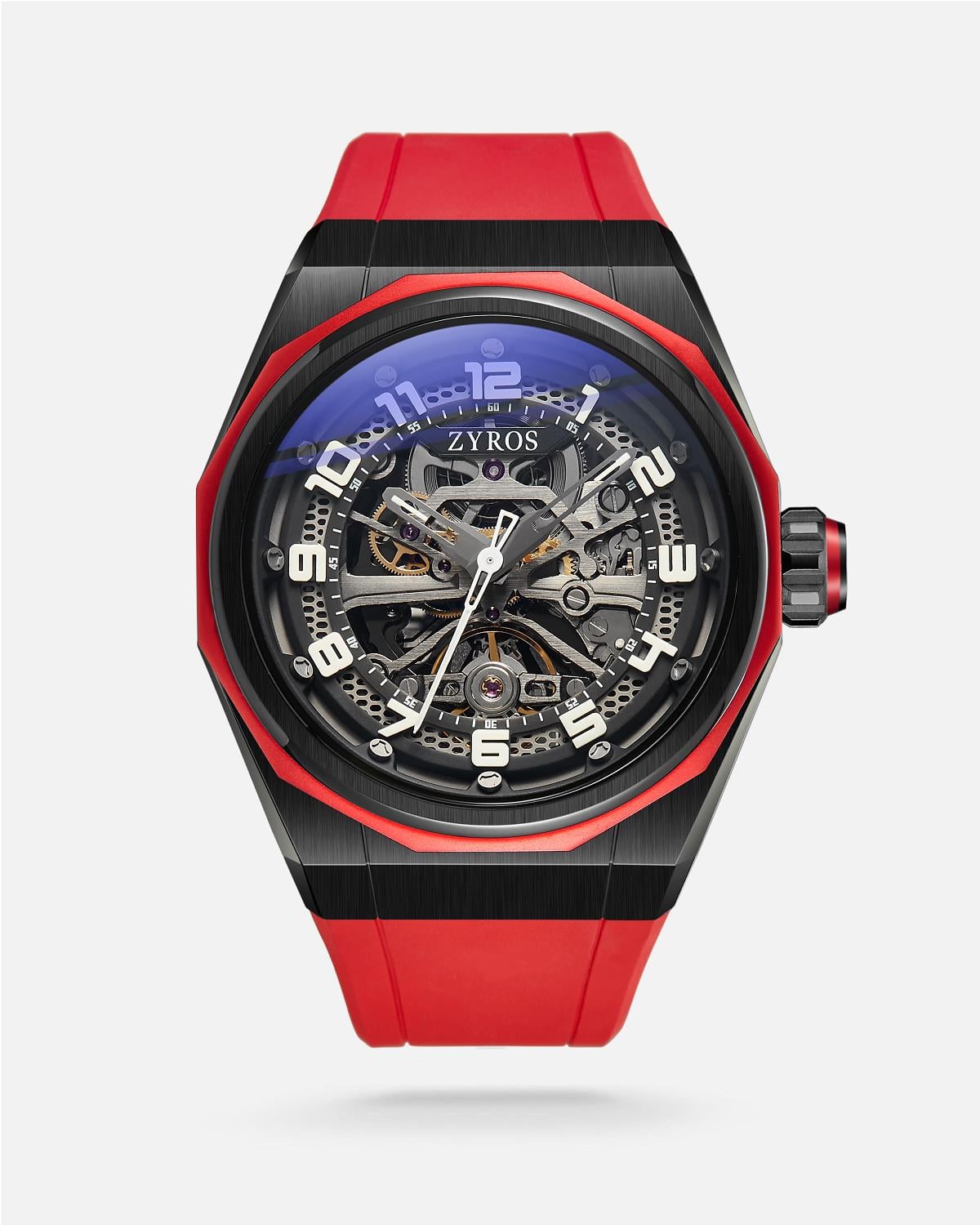 ZYROS Kırmızı Silikon Kordon Automatic Erkek Saati 