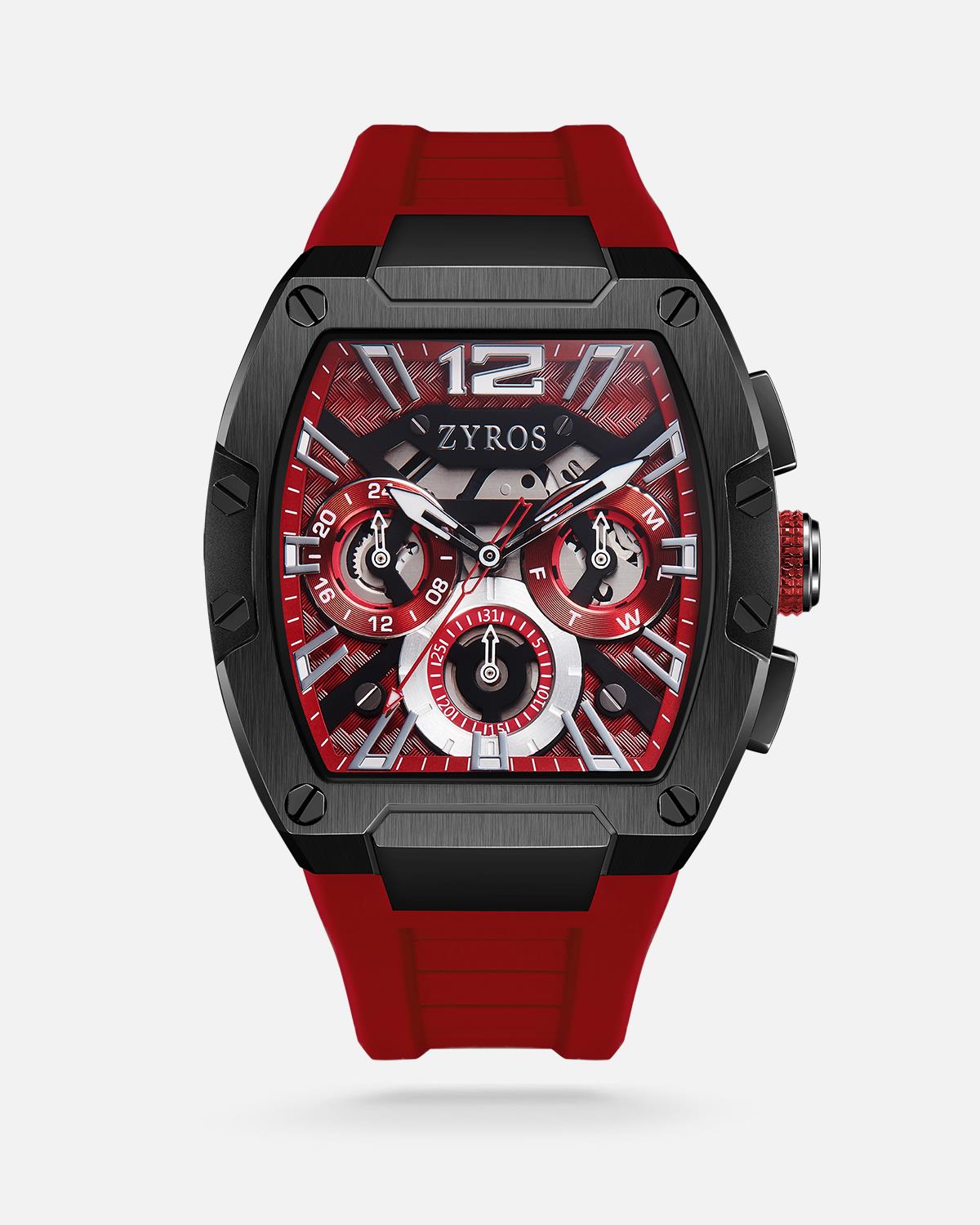ZYROS Kırmızı Silikon Kordon Exclusive Erkek Saati 