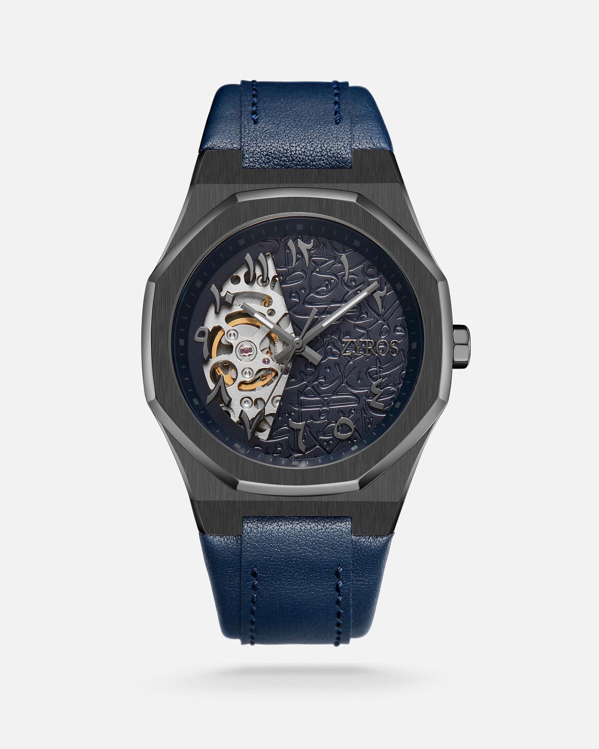 ZYROS Mavi Deri  Kordon Automatic Erkek Saati 