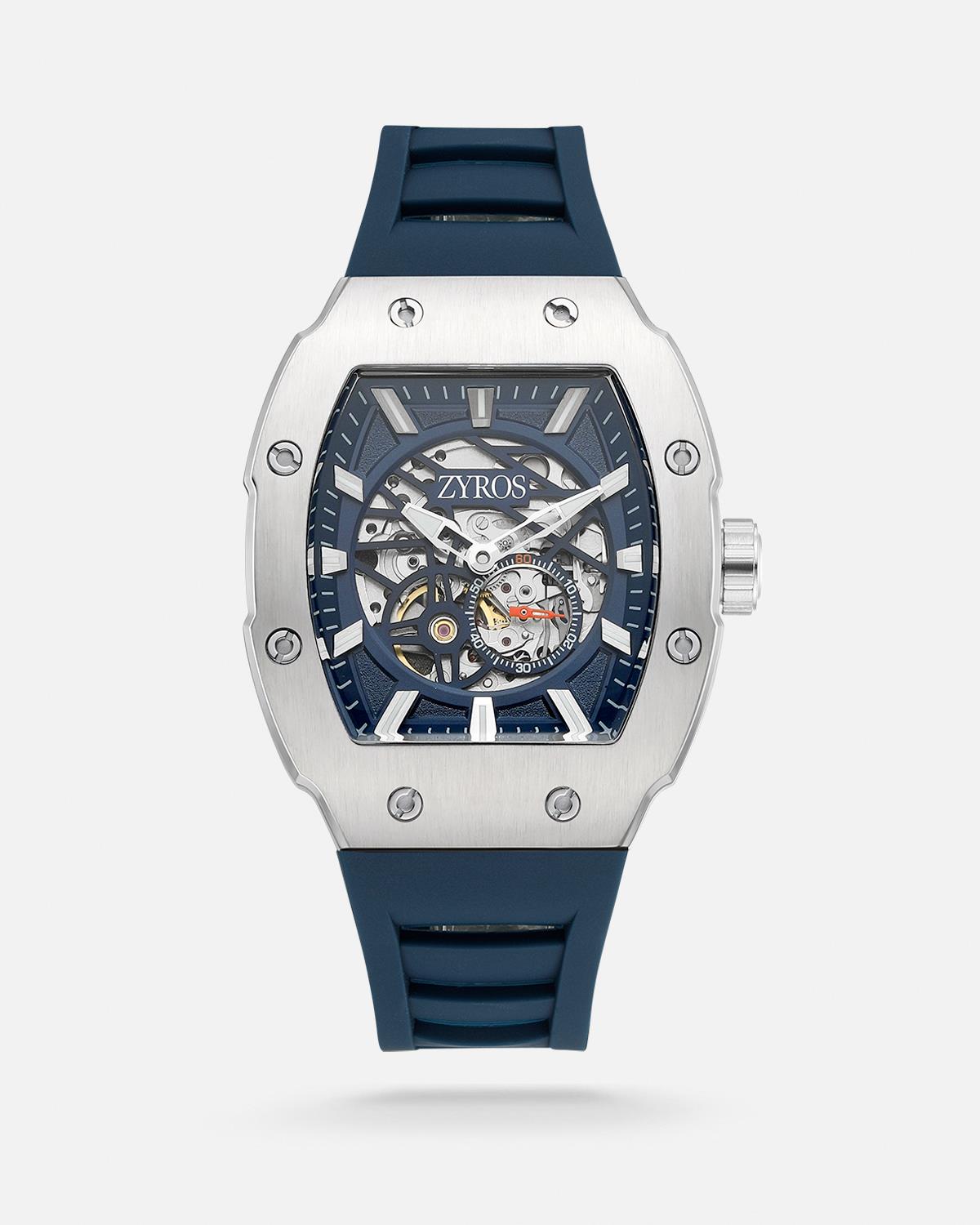 ZYROS Mavi Silikon Kordon Automatic Erkek Saati 