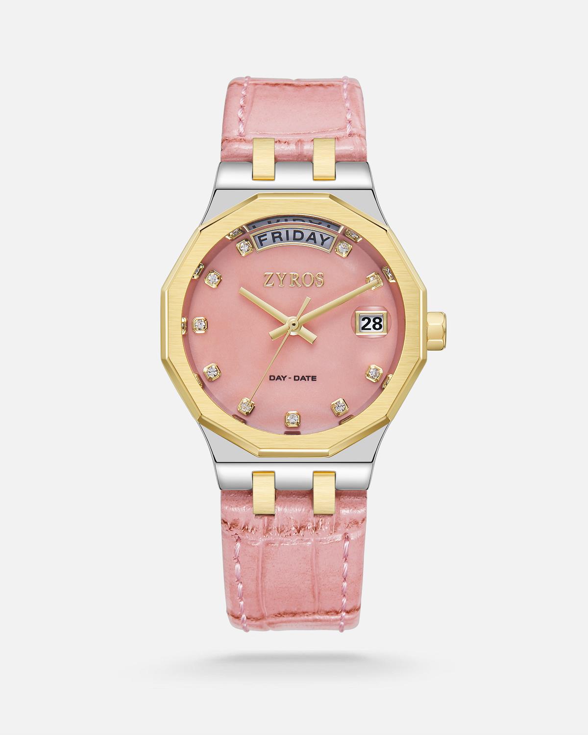 ZYROS Pembe Deri Kordon Kadın Saati 
