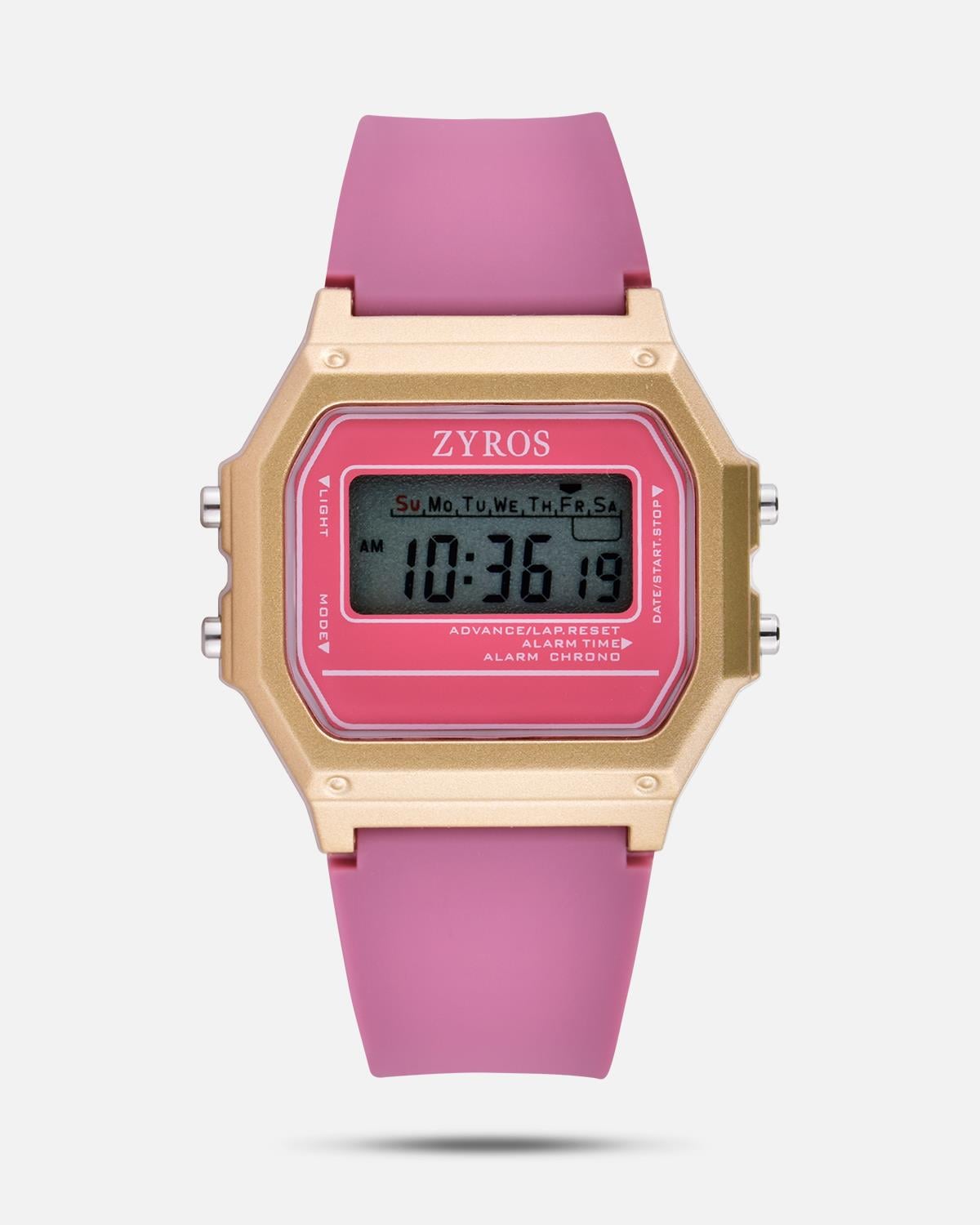 ZYROS Pembe Silikon Kordon Kadın Saati 