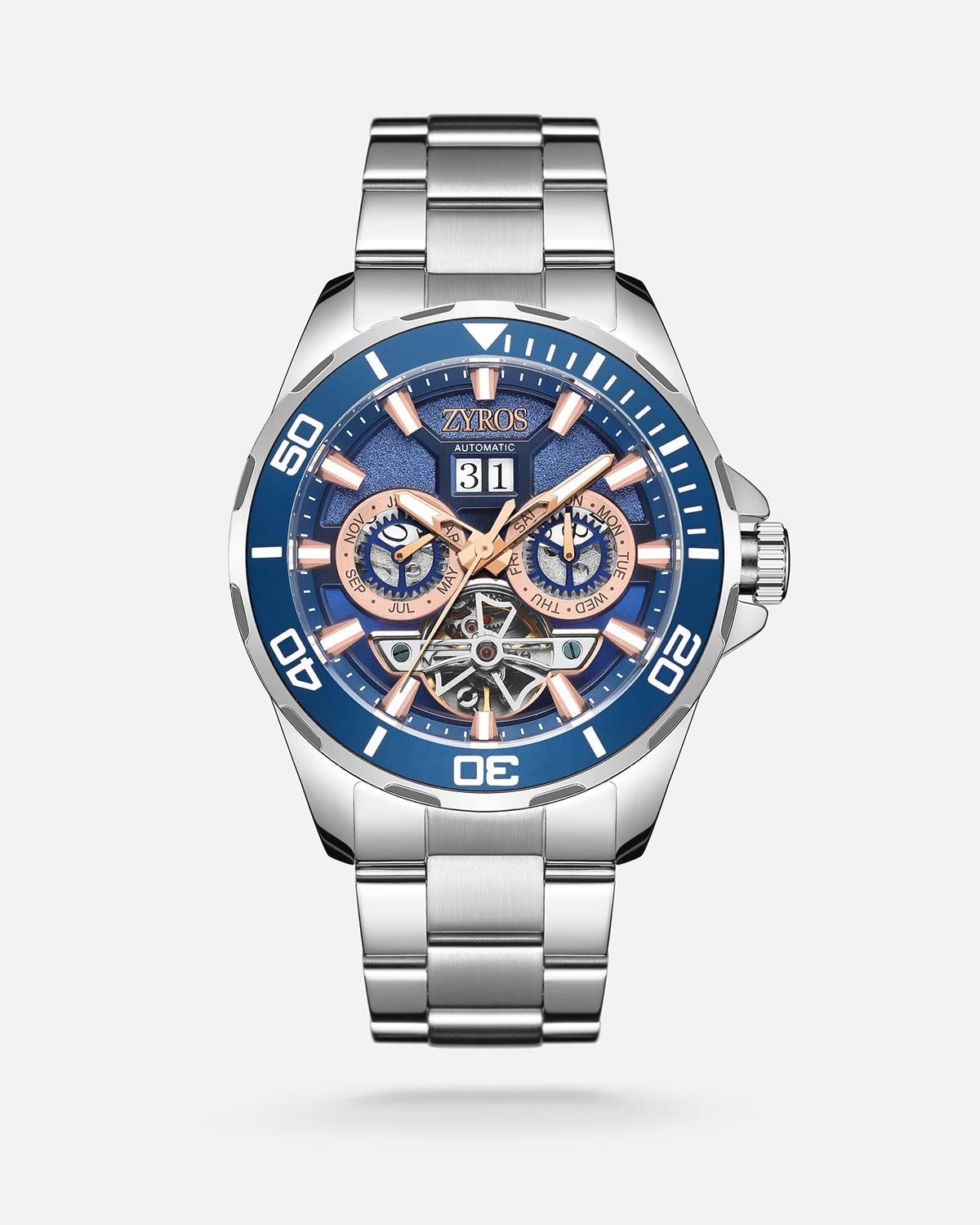 ZYROS Silver Çelik Kordon Automatic Erkek Saati 