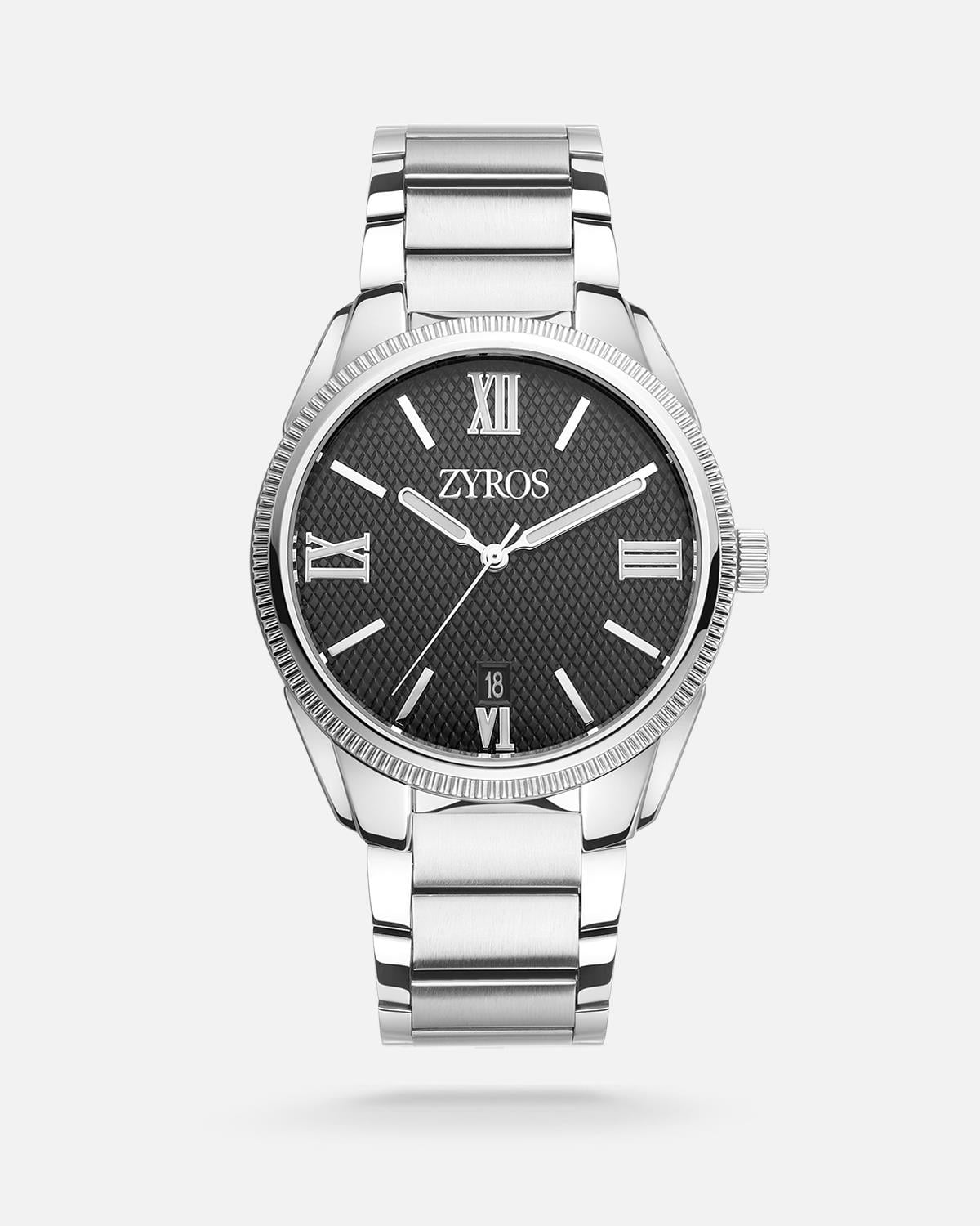 ZYROS Silver Çelik Kordon Erkek Saati 