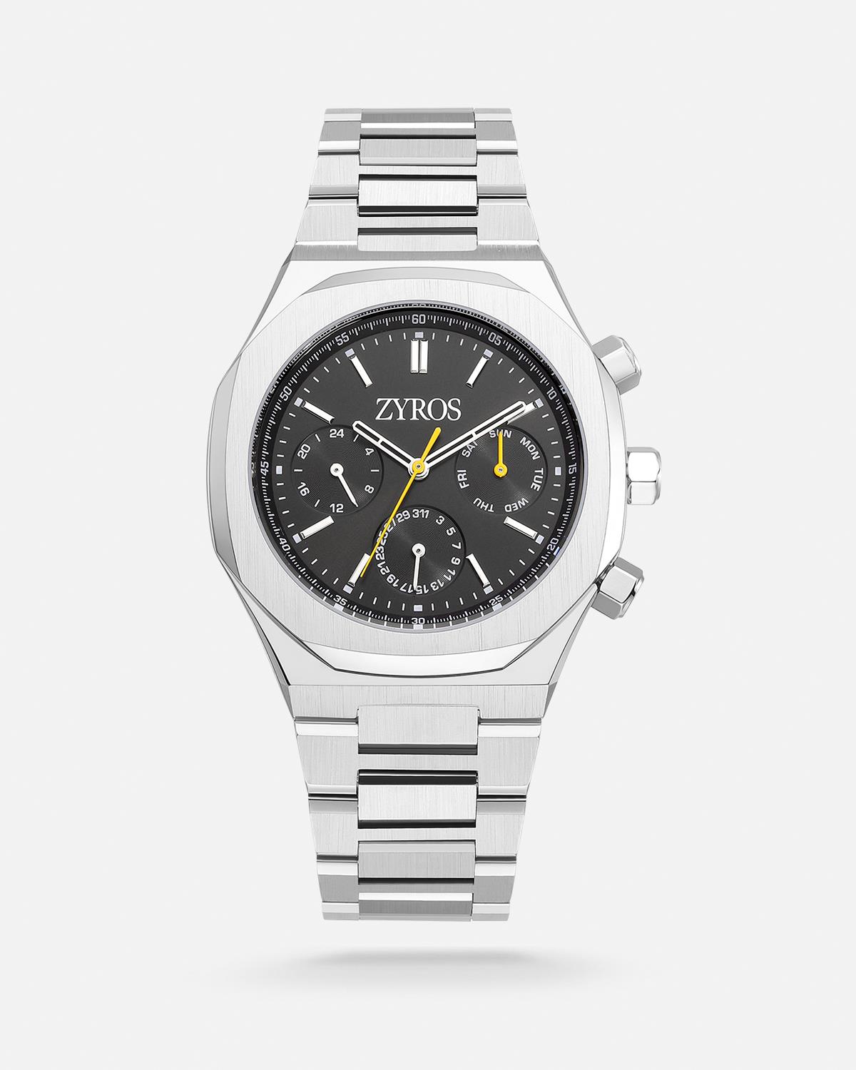 ZYROS Silver Çelik Kordon Exclusive Erkek Saati 