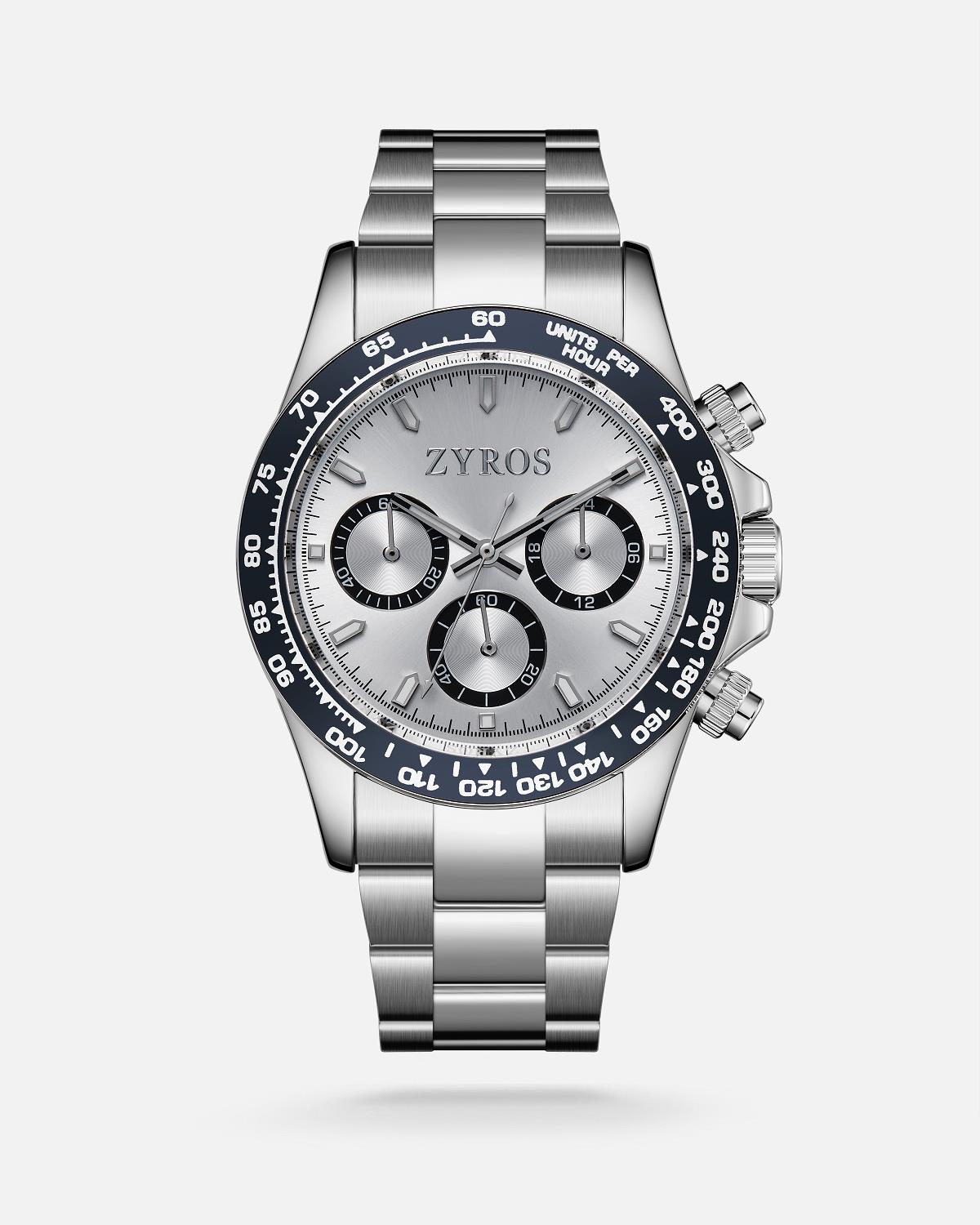 ZYROS Silver Çelik Kordon Exclusive Erkek Saati 