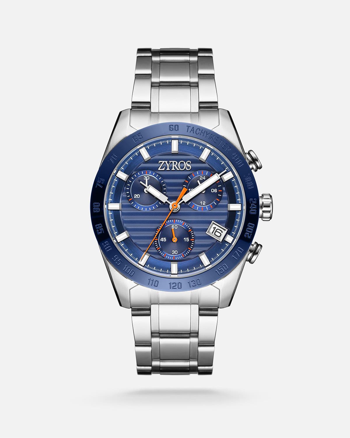 ZYROS Silver Çelik Kordon Exclusive Erkek Saati 