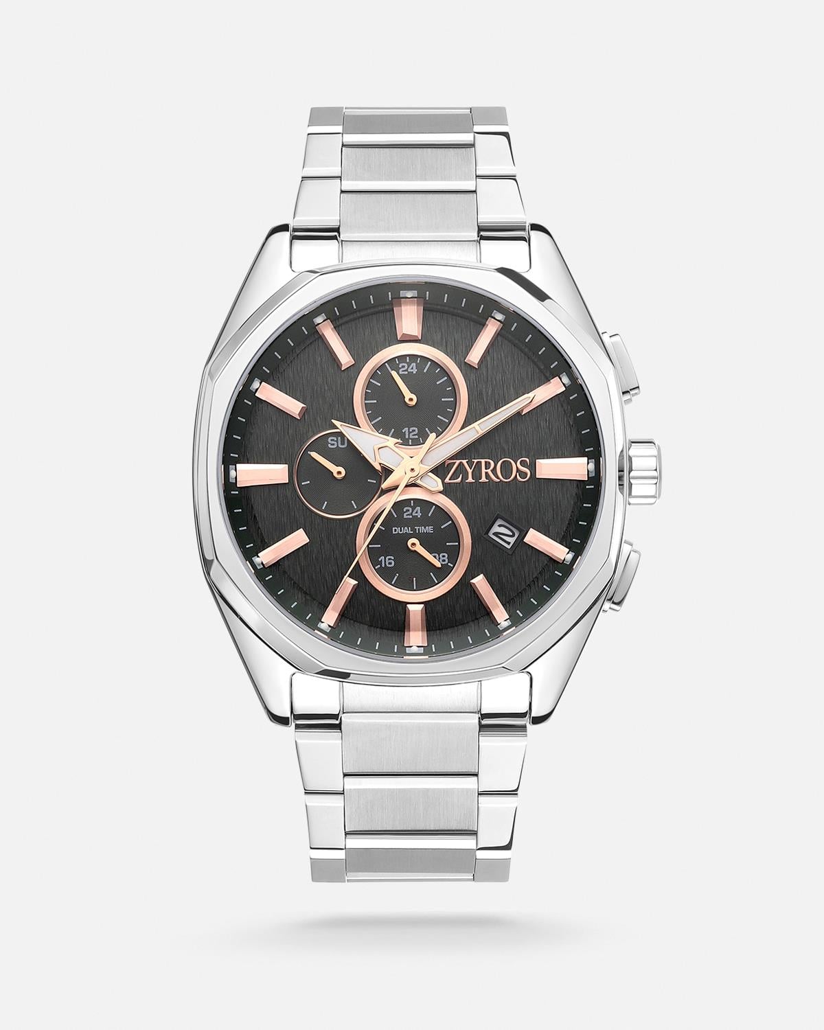 ZYROS Silver Çelik Kordon Exclusive Erkek Saati 