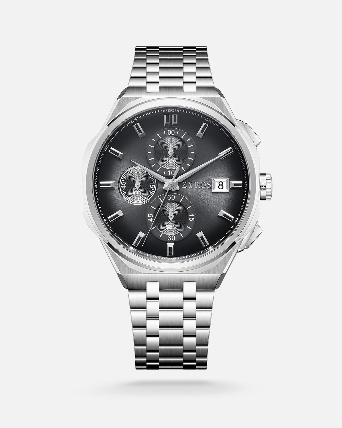 ZYROS Silver Çelik Kordon Exclusive Erkek Saati 