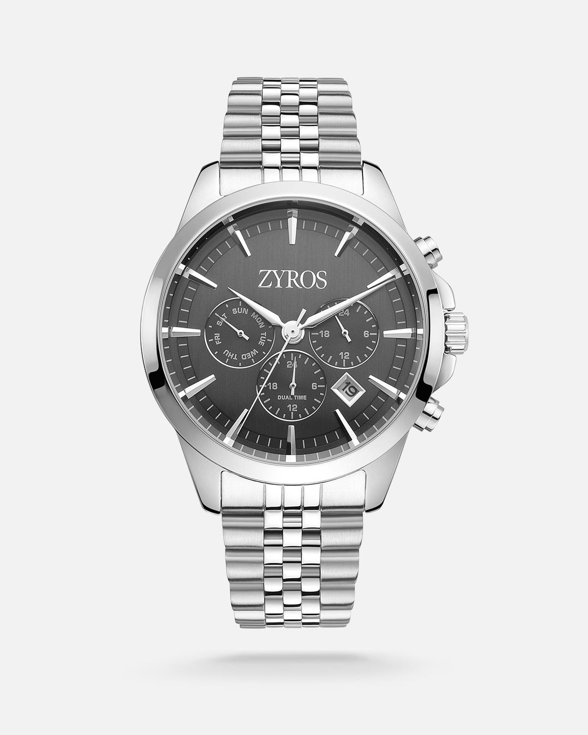 ZYROS Silver Çelik Kordon Exclusive Erkek Saati 