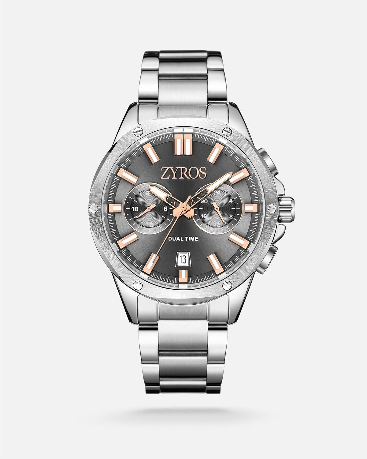 ZYROS Silver Çelik Kordon Exclusive Erkek Saati 