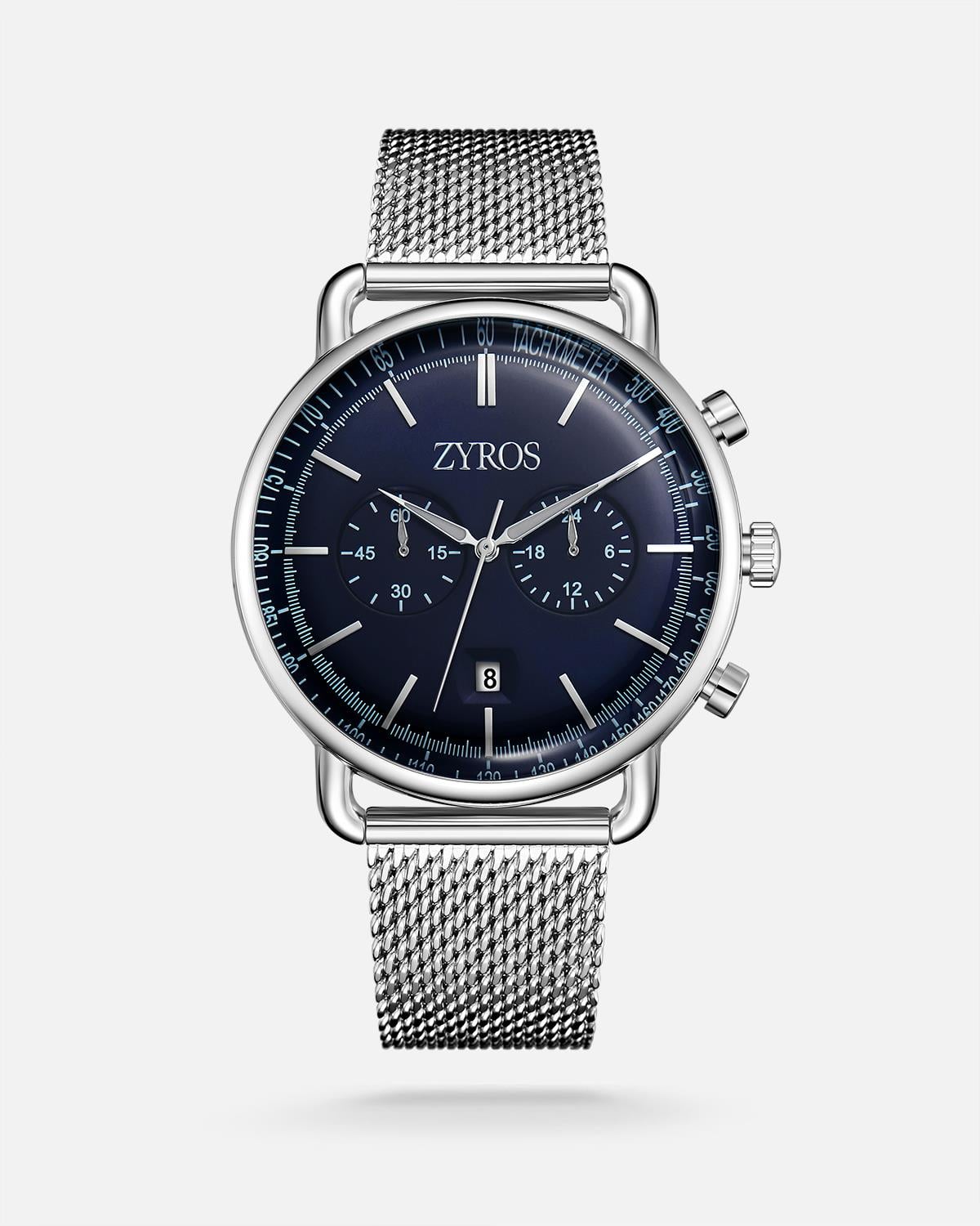 ZYROS Silver Çelik Kordon Premium Erkek Saati 