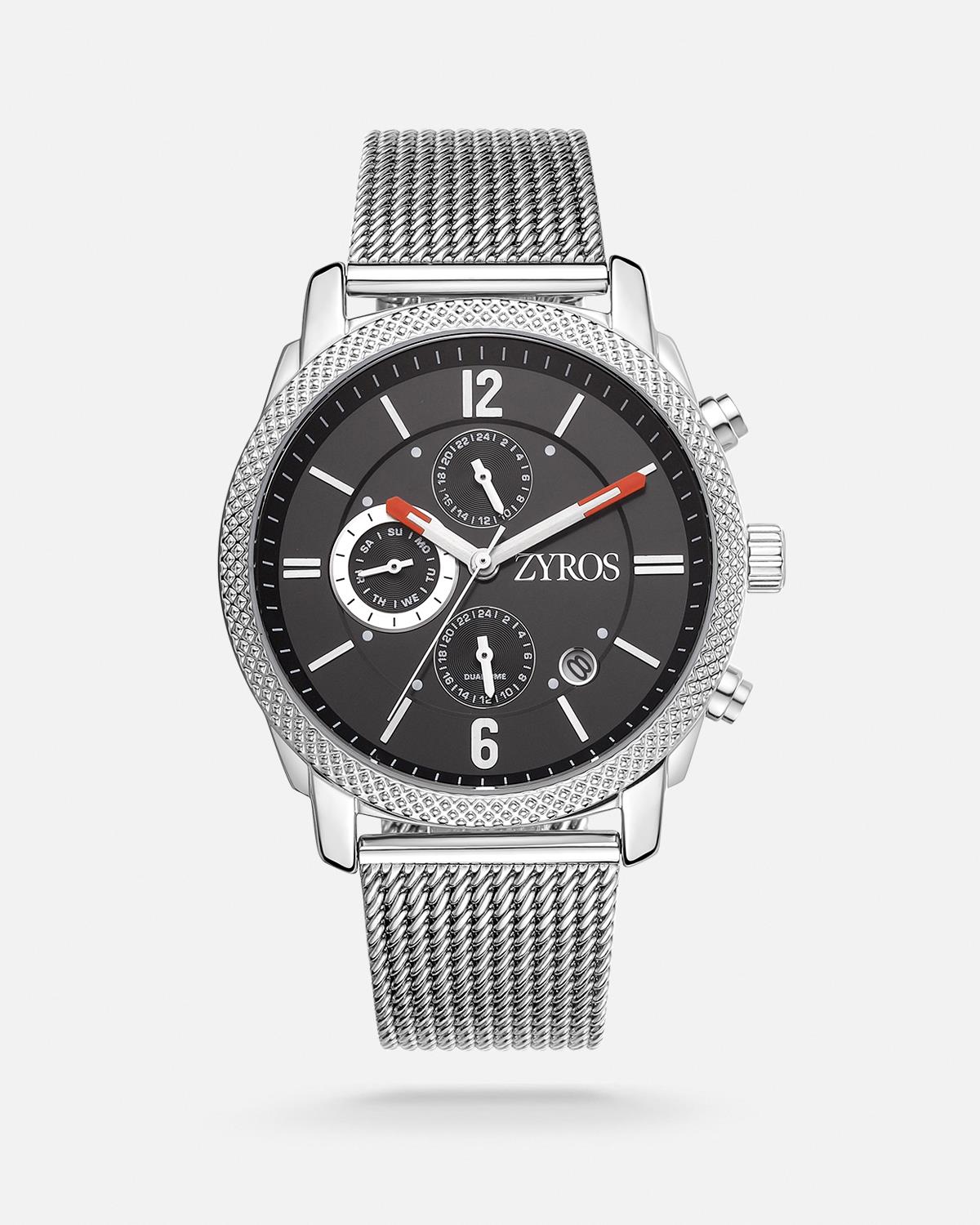 ZYROS Silver Çelik Kordon Premium Erkek Saati 