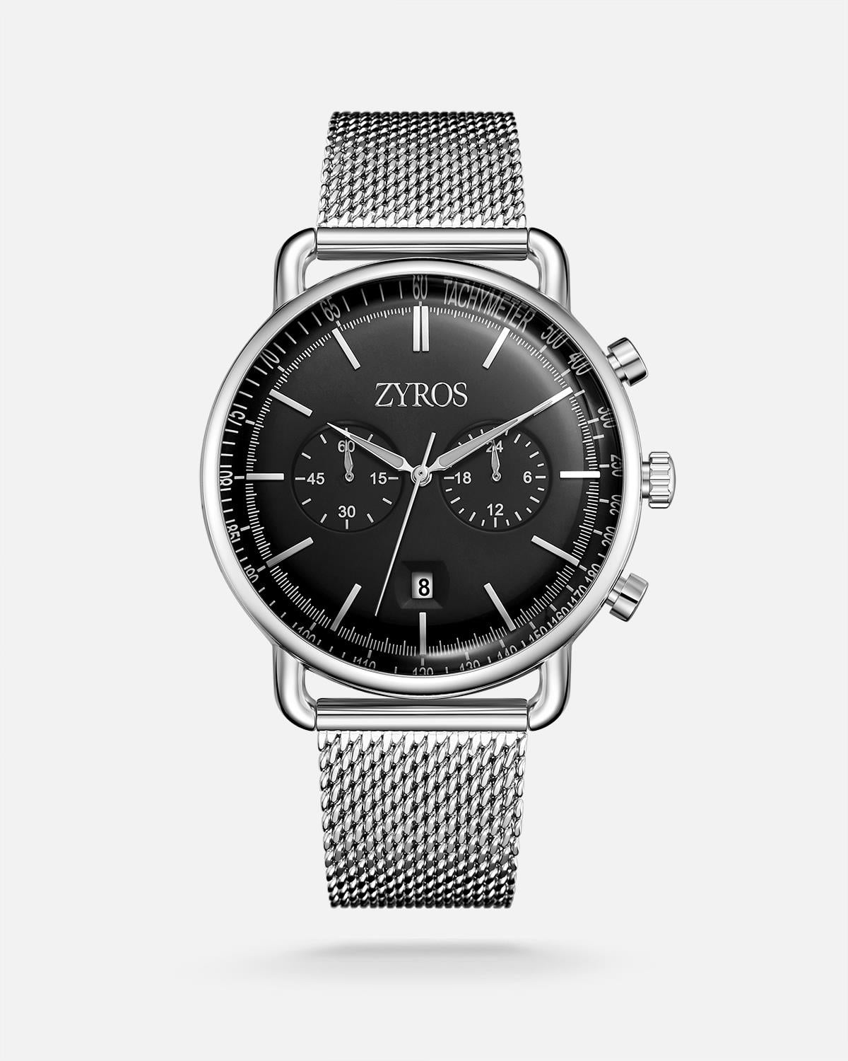 ZYROS Silver Çelik Kordon Premium Erkek Saati 