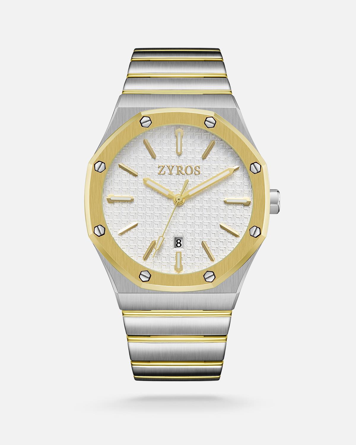 ZYROS Silver / Gold  Çelik Kordon Exclusive Erkek Saati 
