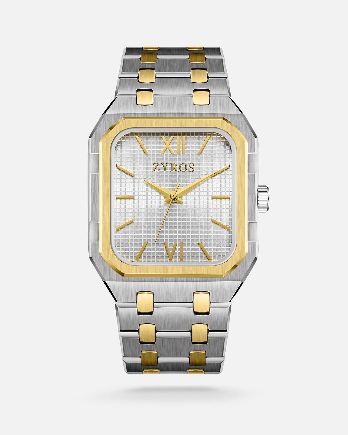 ZYROS Silver / Gold Çelik Kordon Premium Erkek Saati 