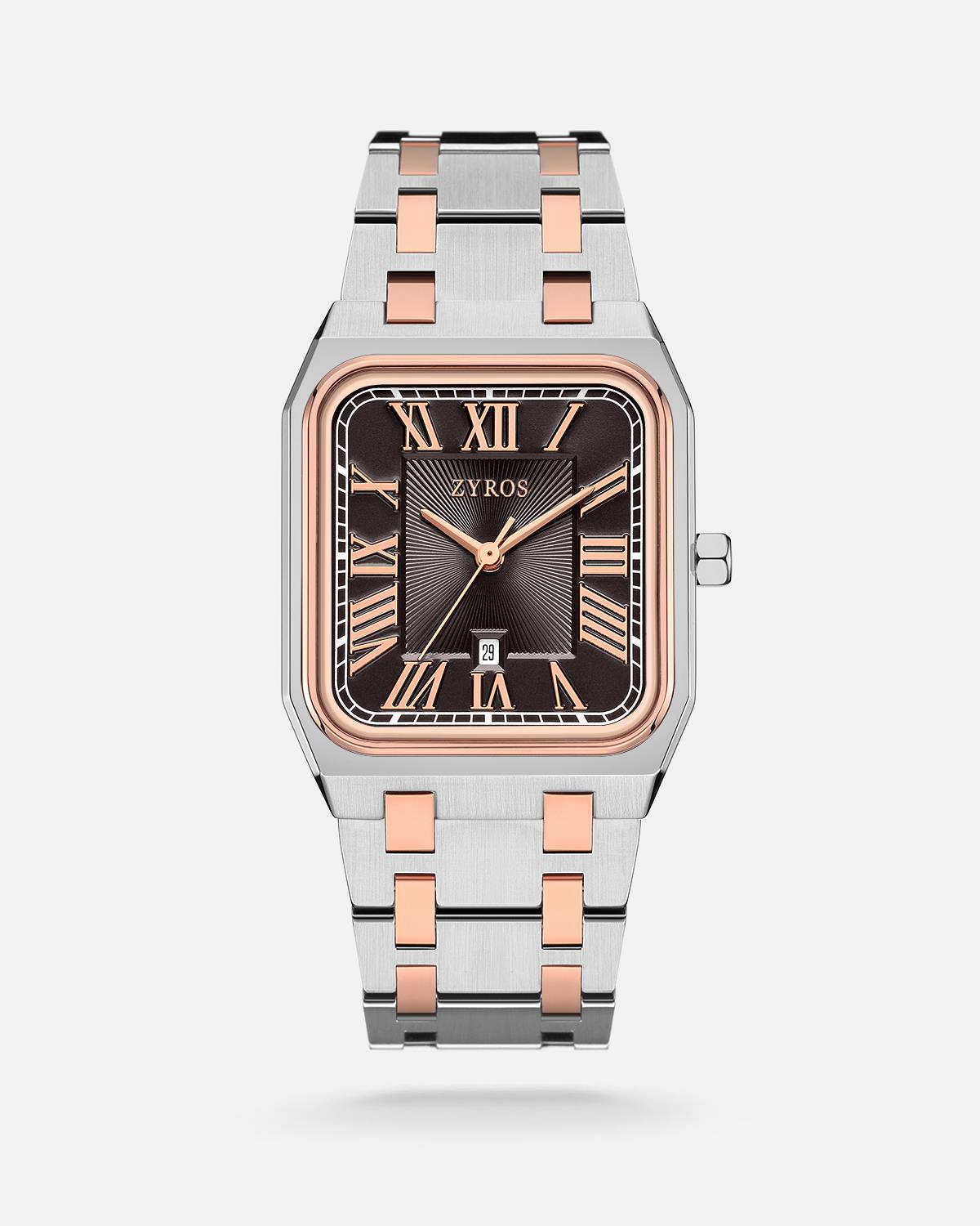 ZYROS Silver / Rose Çelik Kordon Exclusive Erkek Saati