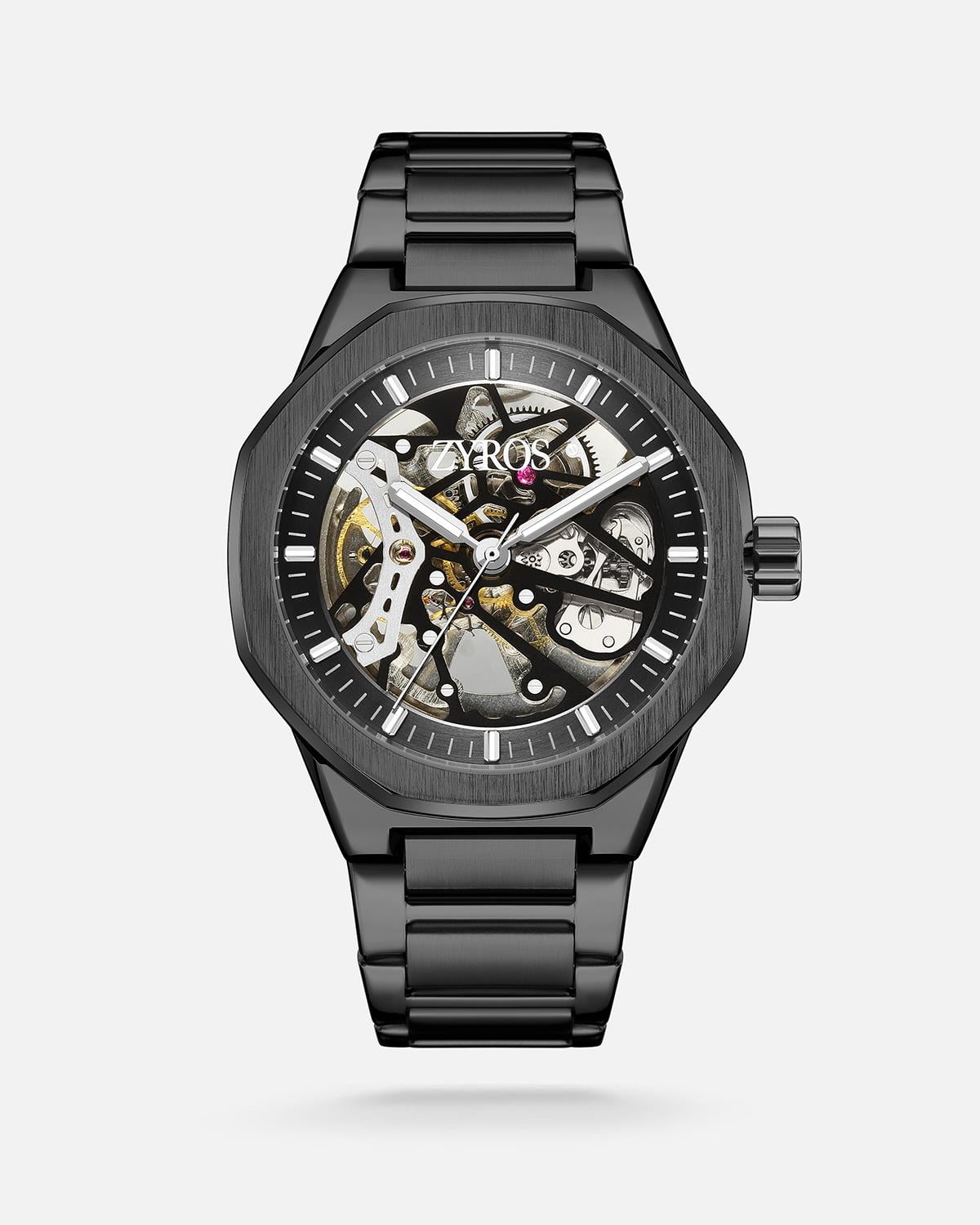 ZYROS Siyah Çelik Kordon Automatic Erkek Saati 