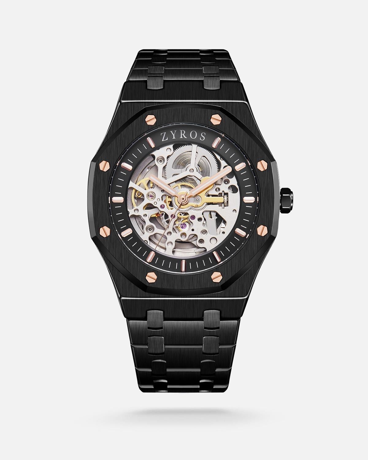 ZYROS Siyah Çelik Kordon Automatic Erkek Saati 