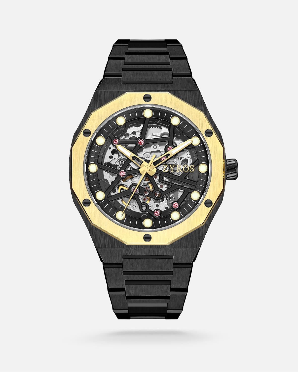 ZYROS Siyah Çelik Kordon Automatic Erkek Saati