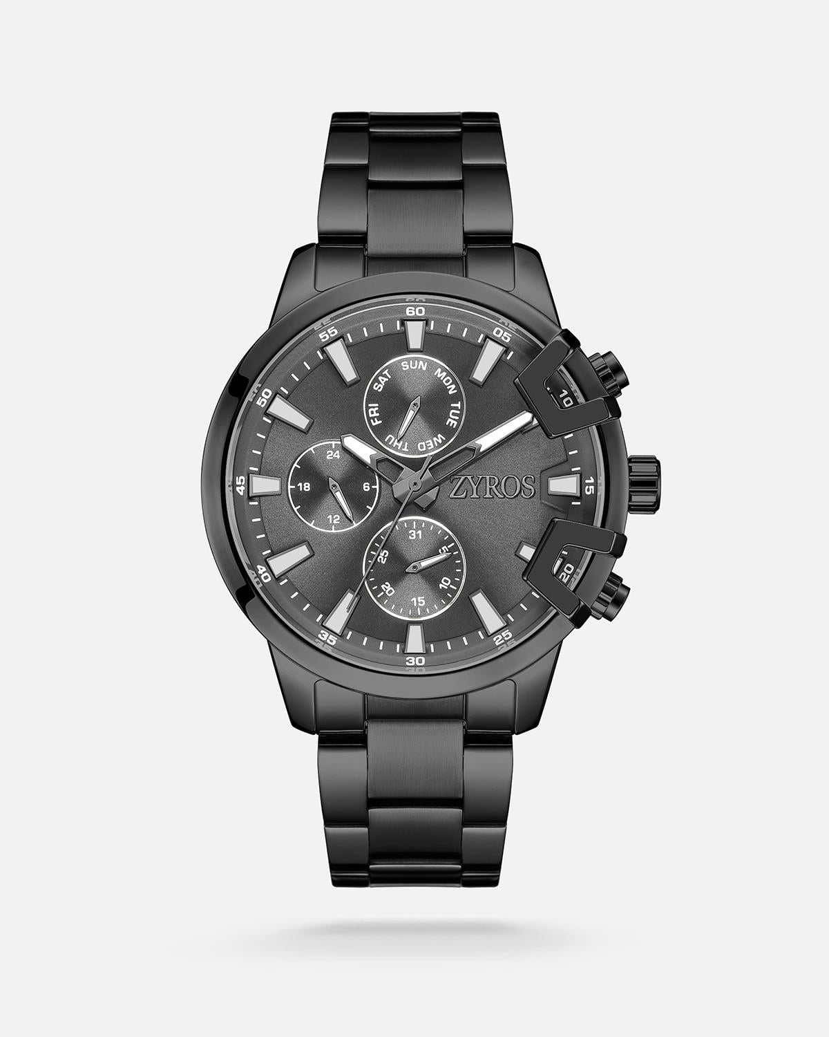 ZYROS Siyah Çelik Kordon Exclusive Erkek Saati 