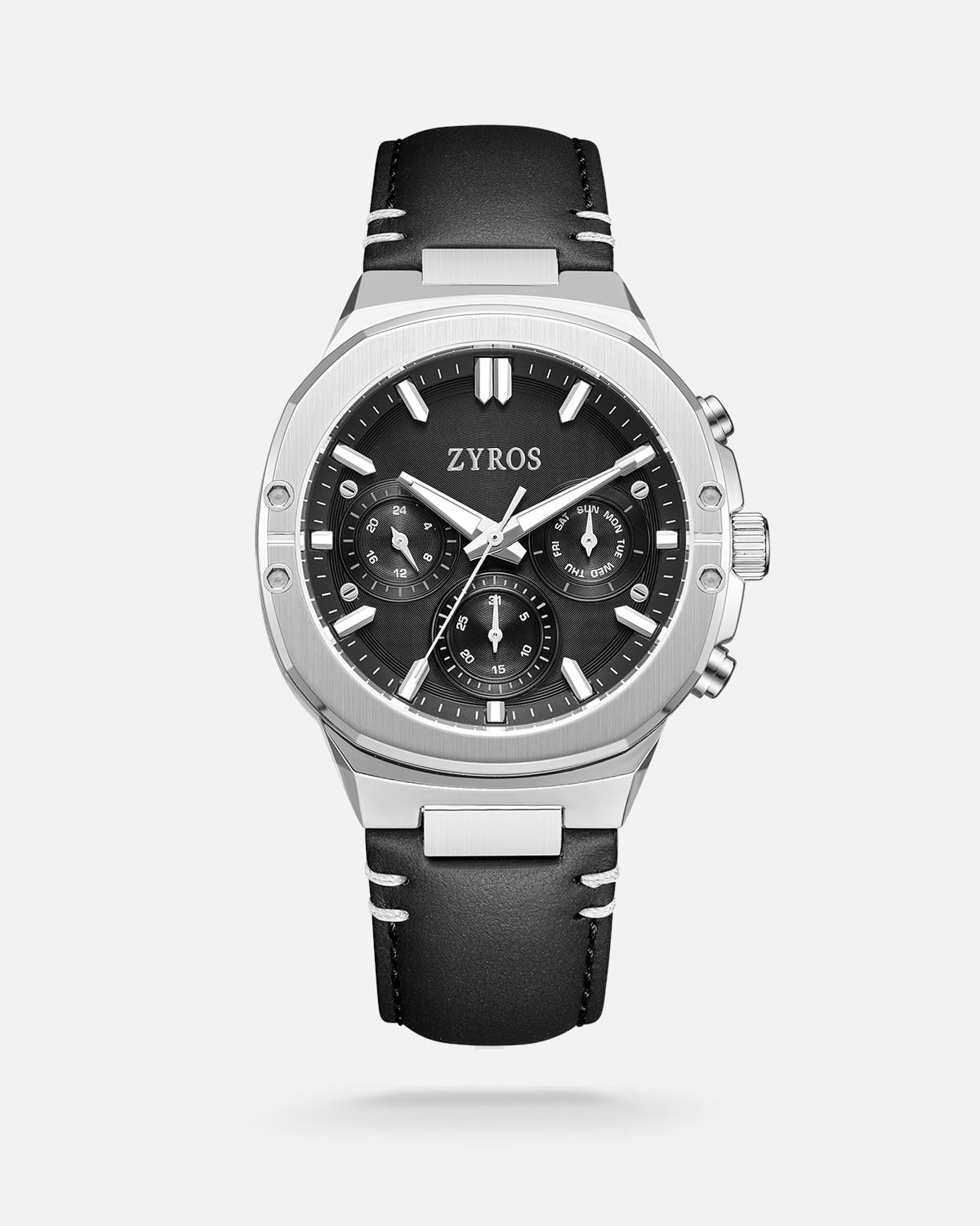 ZYROS Siyah Deri Kordon Exclusive Erkek Saati