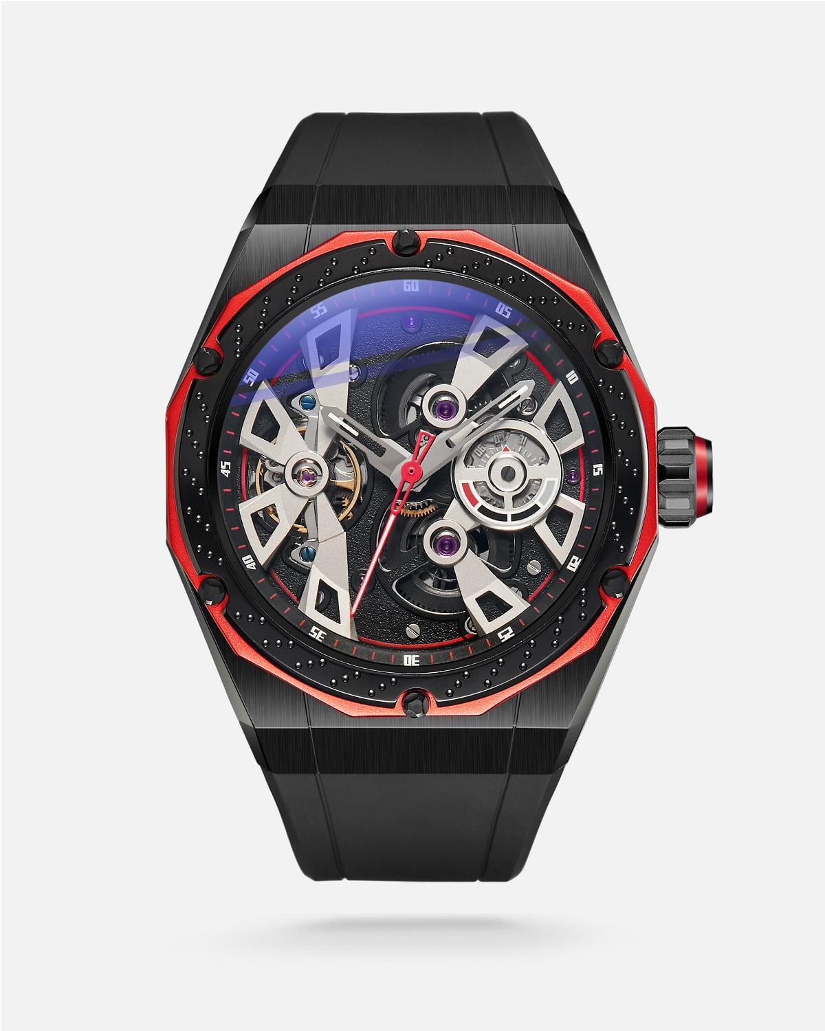 ZYROS Siyah Silikon Kordon Automatic Erkek Saati 