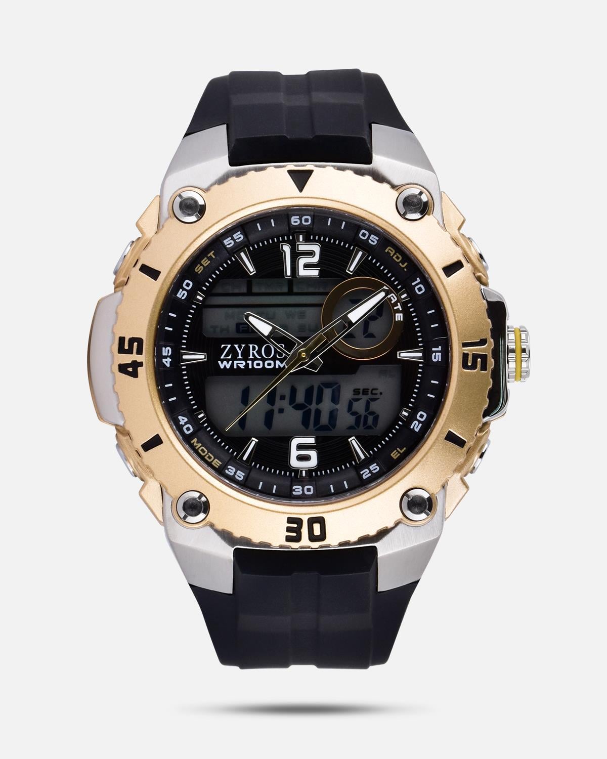 ZYROS Siyah Silikon Kordon Erkek Saati 